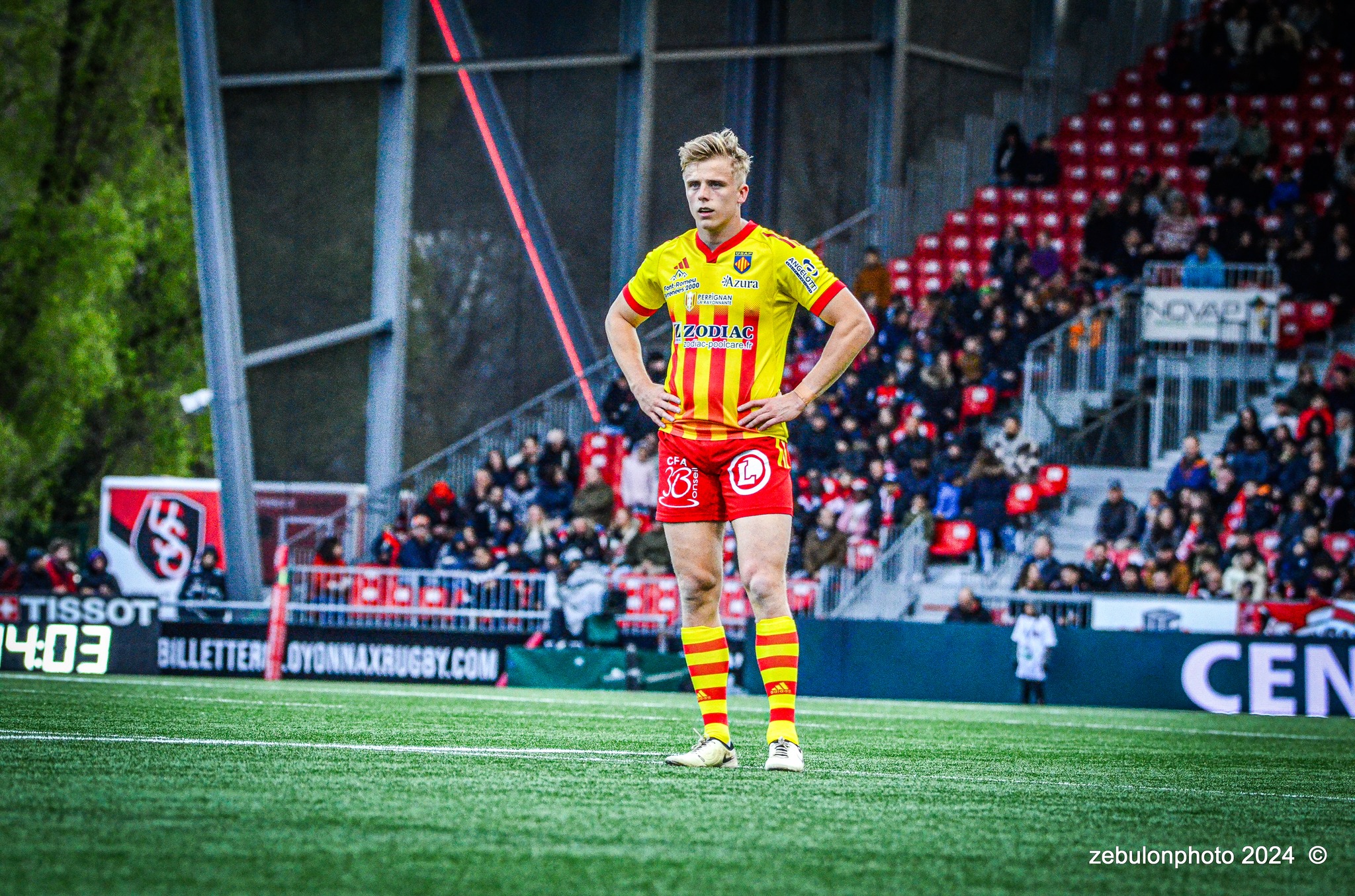  US Oyonnax Rugby - US Arlequins Perpignanais - Rugby - FFR - 2024 Top14 - Oyonnax (14) vs (15) USAP (#FFR24T14OYPP03) Photo by: Photo Zebulon | Siuxy Sports 2024-03-23