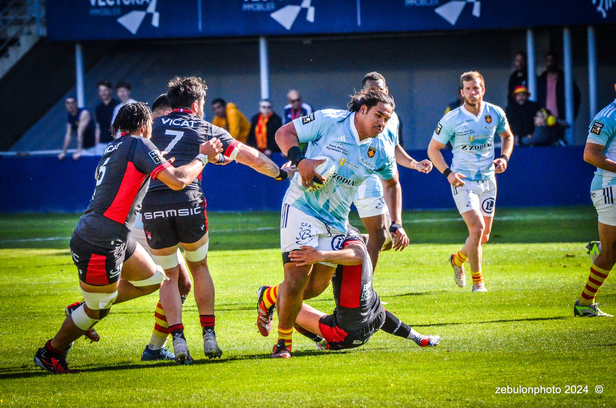 US Arlequins Perpignanais - Lyon Olympique Universitaire - Rugby - FFR 2024 - TOP14 - USAP (51) VS (20) LOU (#FFR24T14USALOU04) Photo by: Photo Zebulon | Siuxy Sports 2024-04-20