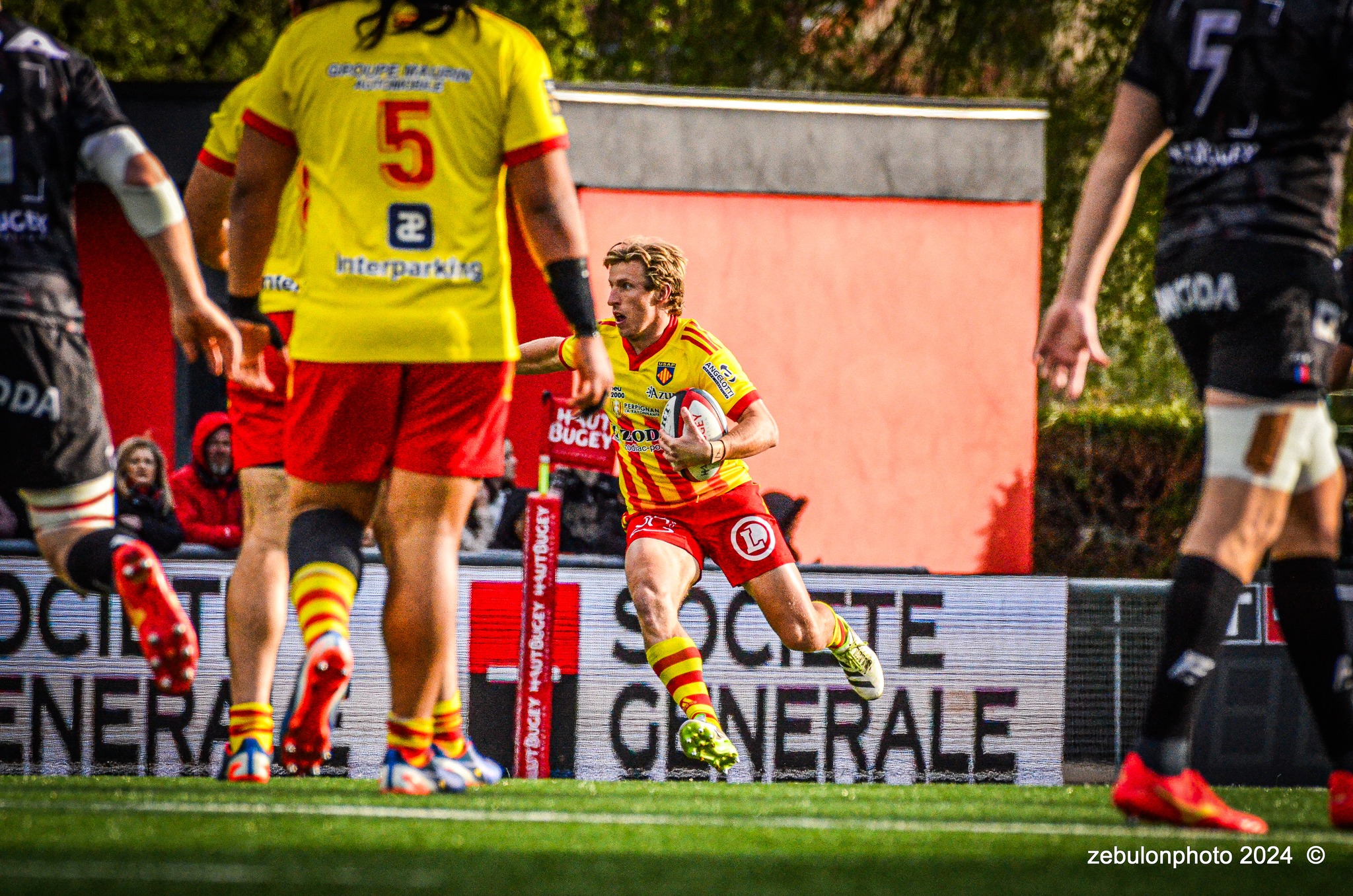  US Oyonnax Rugby - US Arlequins Perpignanais - Rugby - FFR - 2024 Top14 - Oyonnax (14) vs (15) USAP (#FFR24T14OYPP03) Photo by: Photo Zebulon | Siuxy Sports 2024-03-23