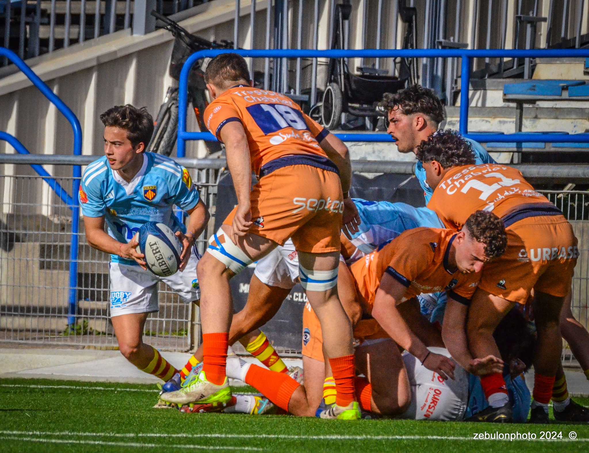  Montpellier Hérault Rugby - US Arlequins Perpignanais - Rugby - 2024 Espoirs - Montpellier (18) vs (7) Perpignan (#ESP24MHRUSAP03) Photo by: Photo Zebulon | Siuxy Sports 2024-03-16