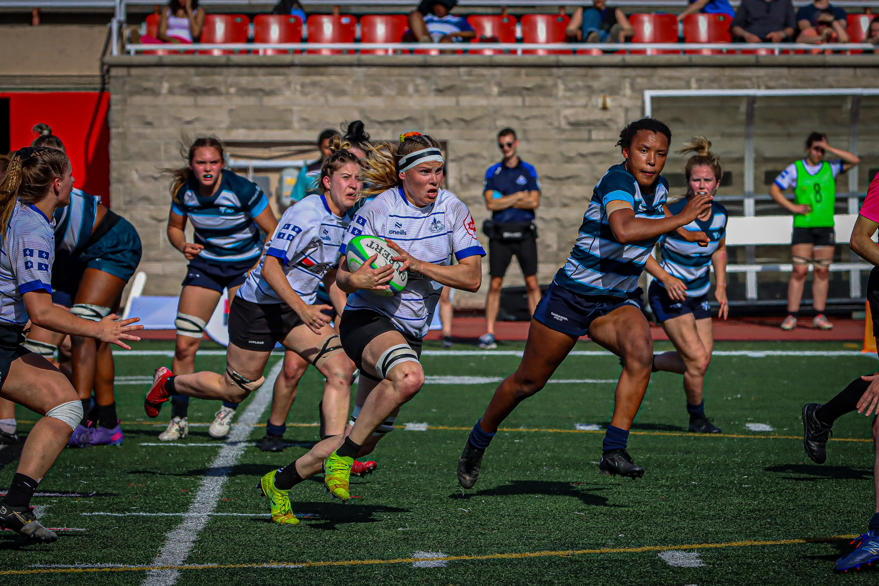 Équipe féminine - Rugby Québec - Ontario Blues (w) - Rugby - QORC-CROQ 2024 - FINALS - QUÉBEC EST (37) VS (13) ONTARIO EST - 1ST POSITION - Reel Mayarts (#QORC24QCEONE16) Photo by: Photo Mayarts | Siuxy Sports 2024-06-01