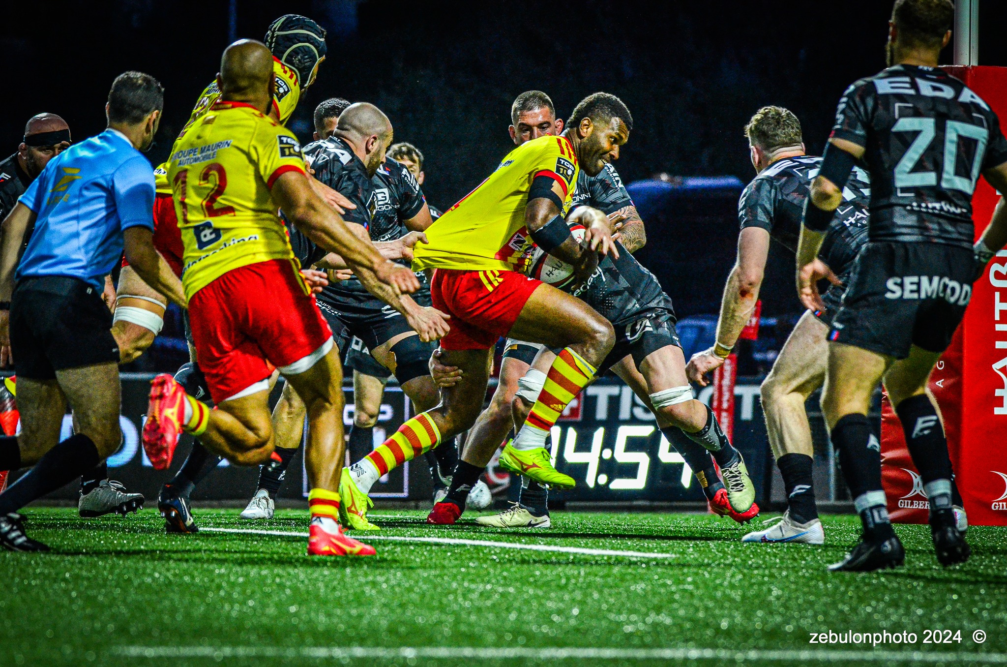  US Oyonnax Rugby - US Arlequins Perpignanais - Rugby - FFR - 2024 Top14 - Oyonnax (14) vs (15) USAP (#FFR24T14OYPP03) Photo by: Photo Zebulon | Siuxy Sports 2024-03-23