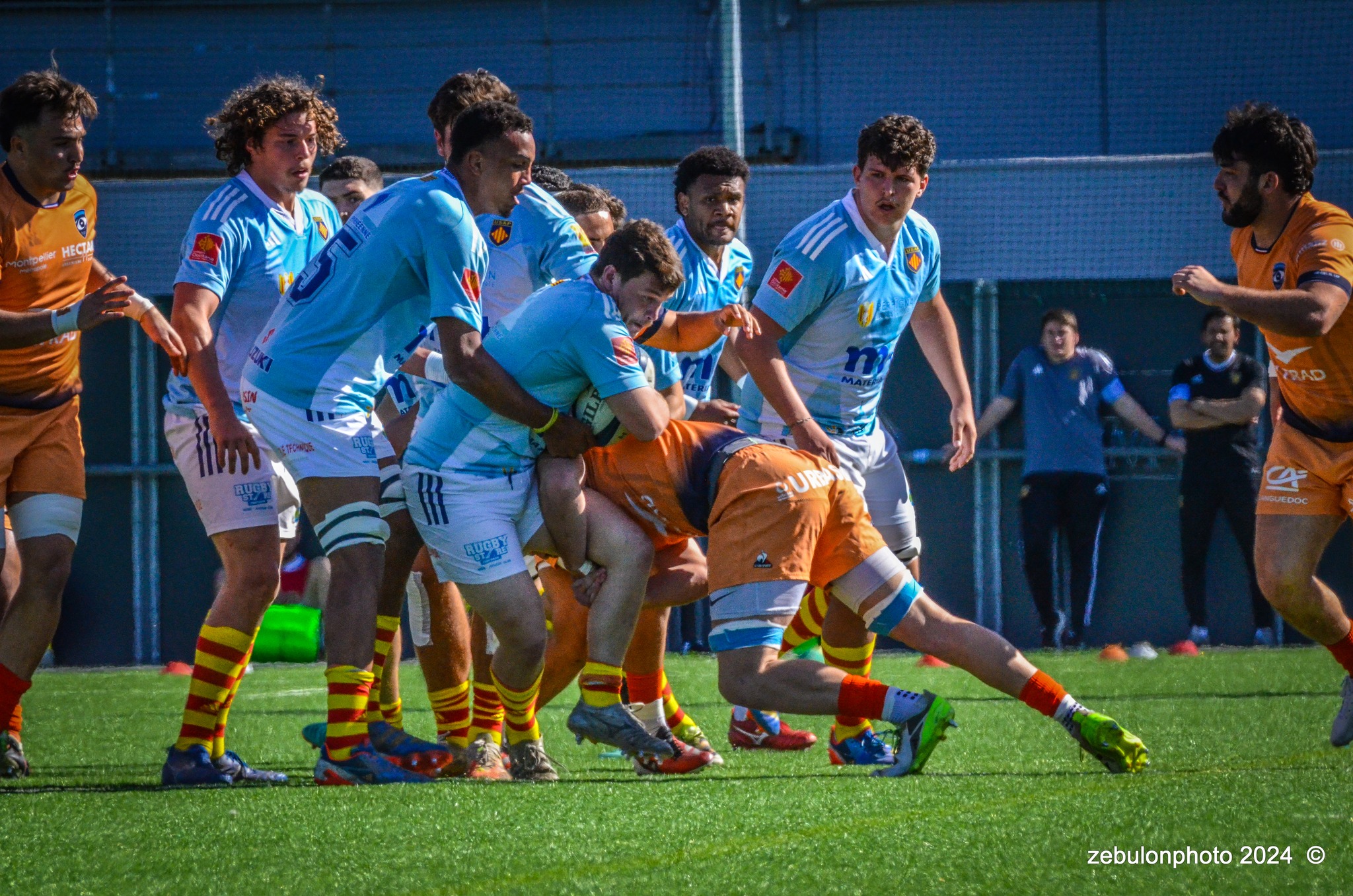  Montpellier Hérault Rugby - US Arlequins Perpignanais - Rugby - 2024 Espoirs - Montpellier (18) vs (7) Perpignan (#ESP24MHRUSAP03) Photo by: Photo Zebulon | Siuxy Sports 2024-03-16