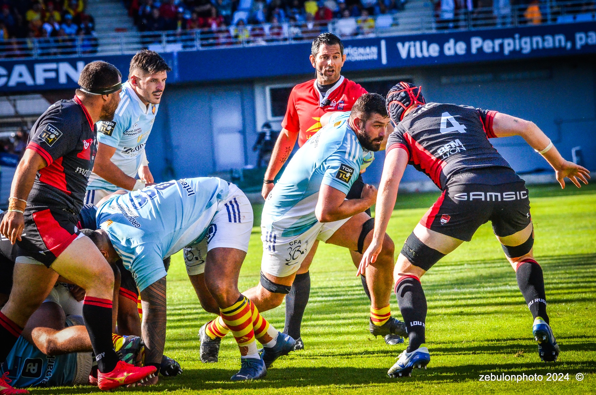  US Arlequins Perpignanais - Lyon Olympique Universitaire - Rugby - FFR 2024 - TOP14 - USAP (51) VS (20) LOU (#FFR24T14USALOU04) Photo by: Photo Zebulon | Siuxy Sports 2024-04-20