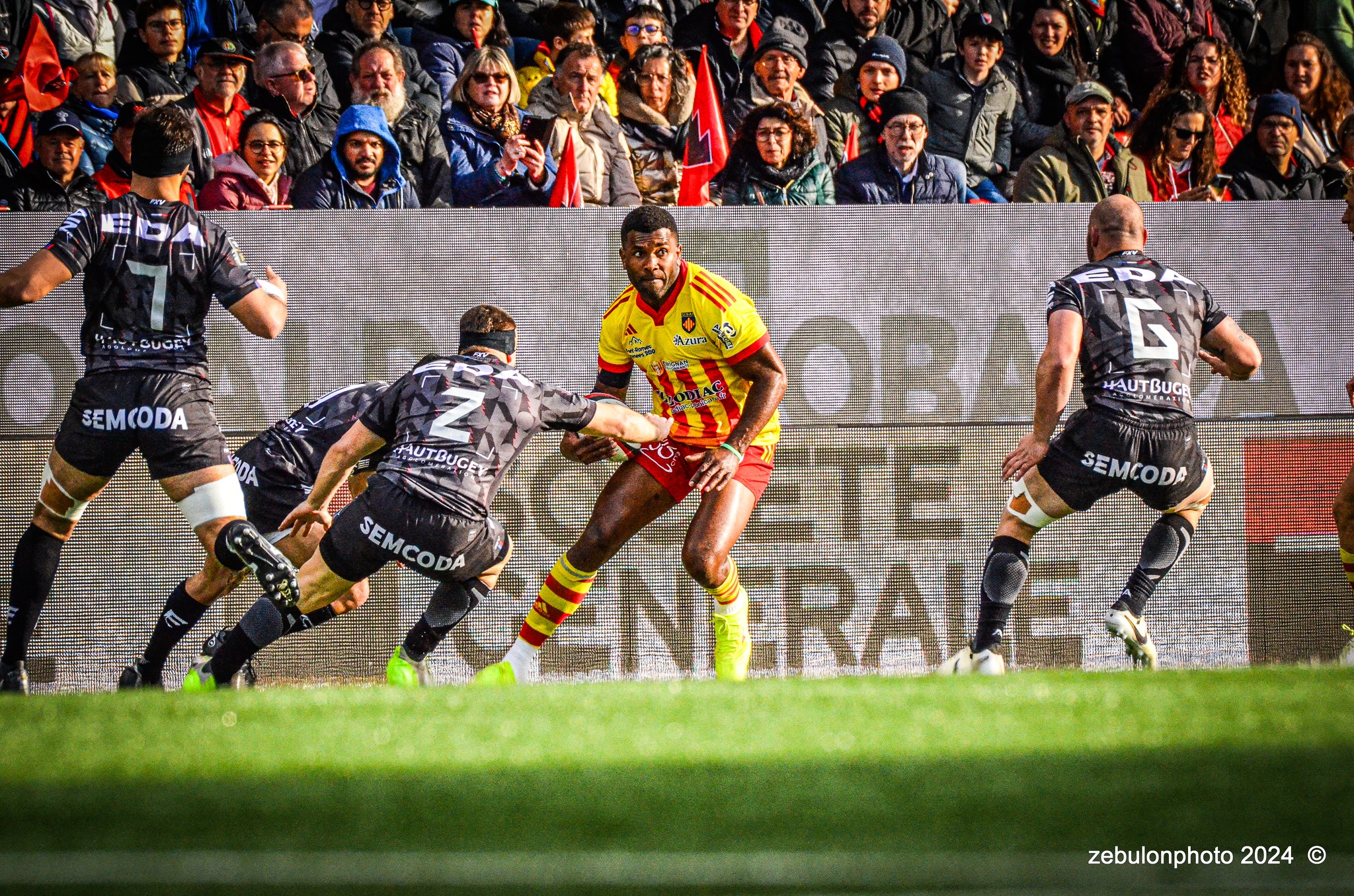  US Oyonnax Rugby - US Arlequins Perpignanais - Rugby - FFR - 2024 Top14 - Oyonnax (14) vs (15) USAP (#FFR24T14OYPP03) Photo by: Photo Zebulon | Siuxy Sports 2024-03-23
