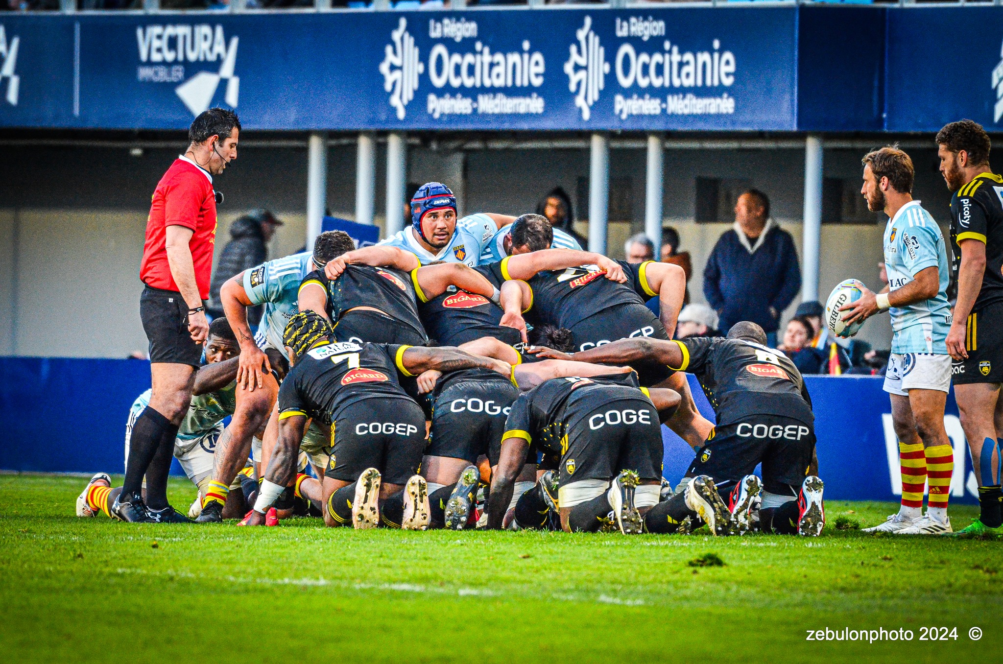  US Arlequins Perpignanais - Stade Rochelais - Rugby - TOP 14 - Perpignan (27) vs (15) La Rochelle (#TOP12USAPSR02) Photo by: Photo Zebulon | Siuxy Sports 2024-02-24