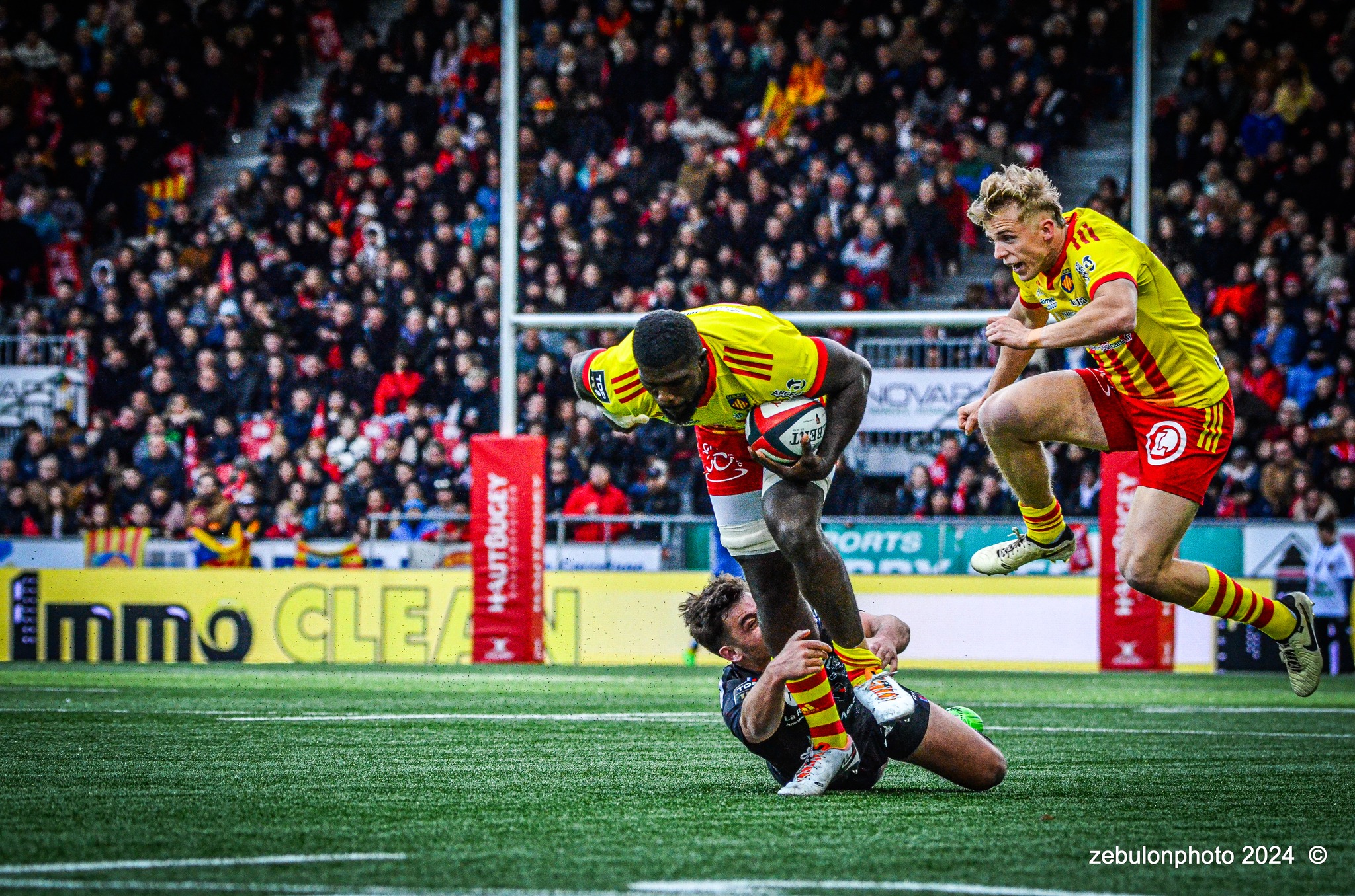  US Oyonnax Rugby - US Arlequins Perpignanais - Rugby - FFR - 2024 Top14 - Oyonnax (14) vs (15) USAP (#FFR24T14OYPP03) Photo by: Photo Zebulon | Siuxy Sports 2024-03-23