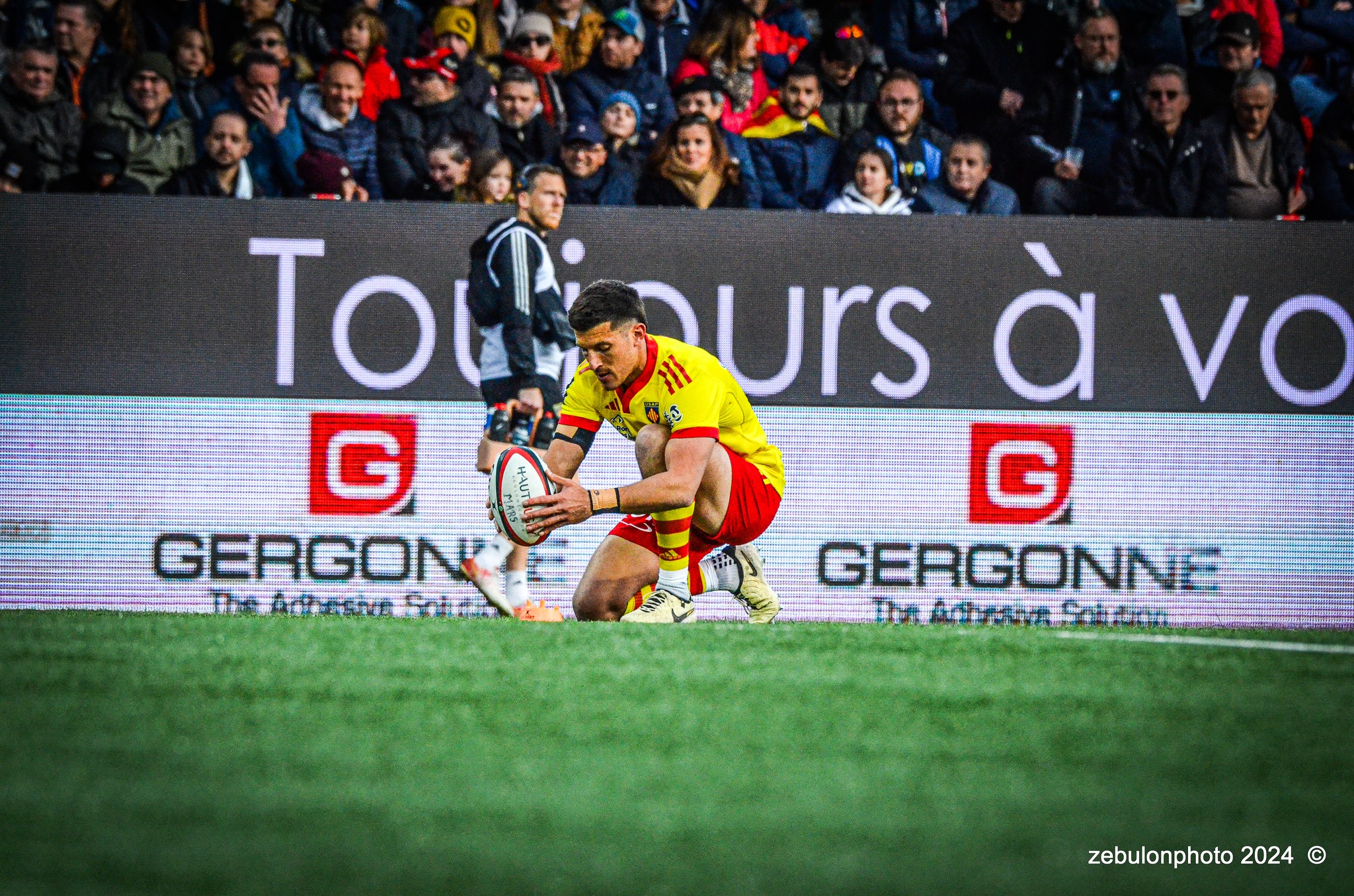  US Oyonnax Rugby - US Arlequins Perpignanais - Rugby - FFR - 2024 Top14 - Oyonnax (14) vs (15) USAP (#FFR24T14OYPP03) Photo by: Photo Zebulon | Siuxy Sports 2024-03-23