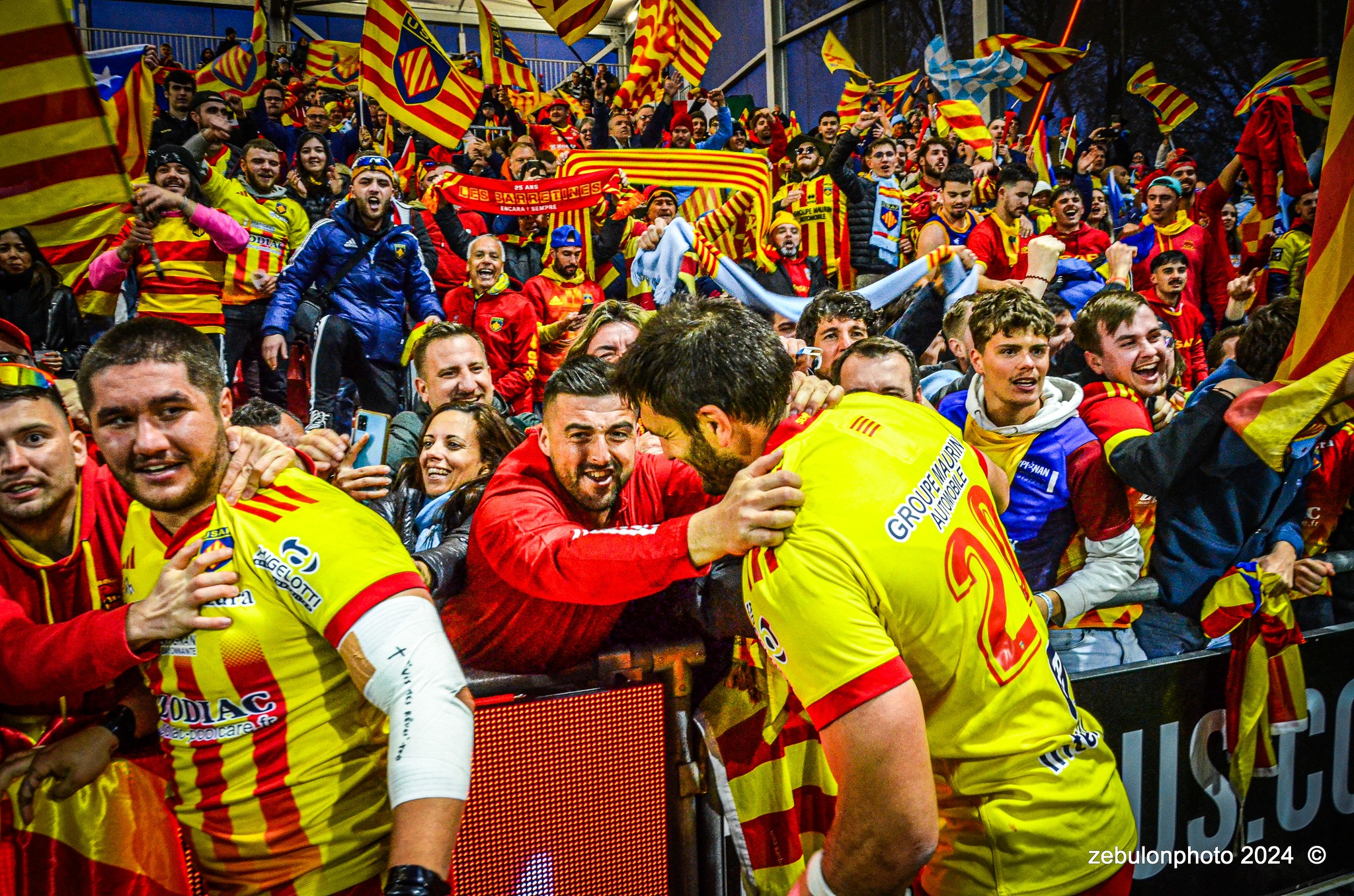  US Oyonnax Rugby - US Arlequins Perpignanais - Rugby - FFR - 2024 Top14 - Oyonnax (14) vs (15) USAP (#FFR24T14OYPP03) Photo by: Photo Zebulon | Siuxy Sports 2024-03-23