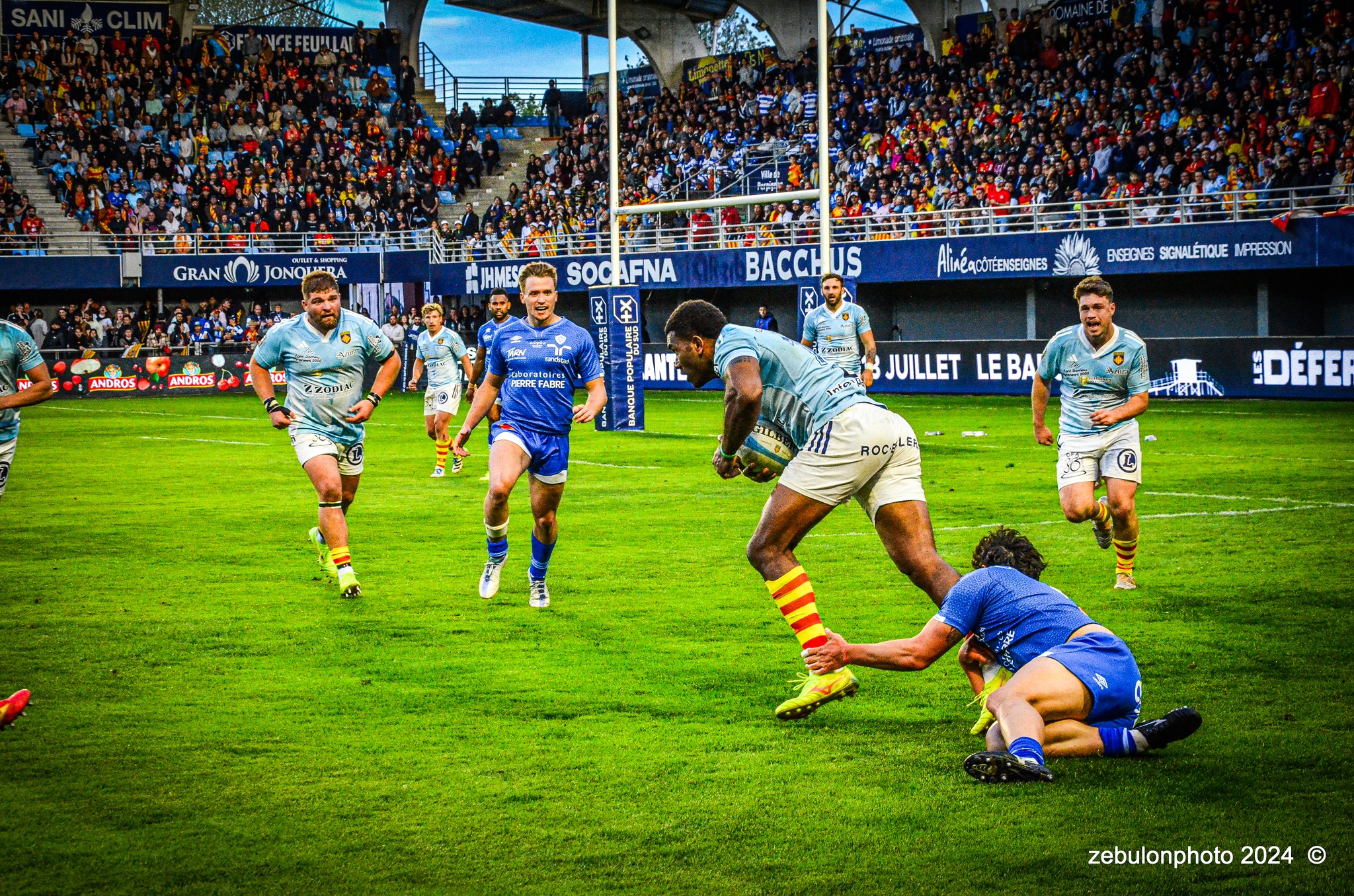  US Arlequins Perpignanais - Castres Olympique - Rugby - FFR 2024 - Top14 - USAP (43) vs (12) Castres  (#FFR24TOPPERCAS03) Photo by: Photo Zebulon | Siuxy Sports 2024-03-30