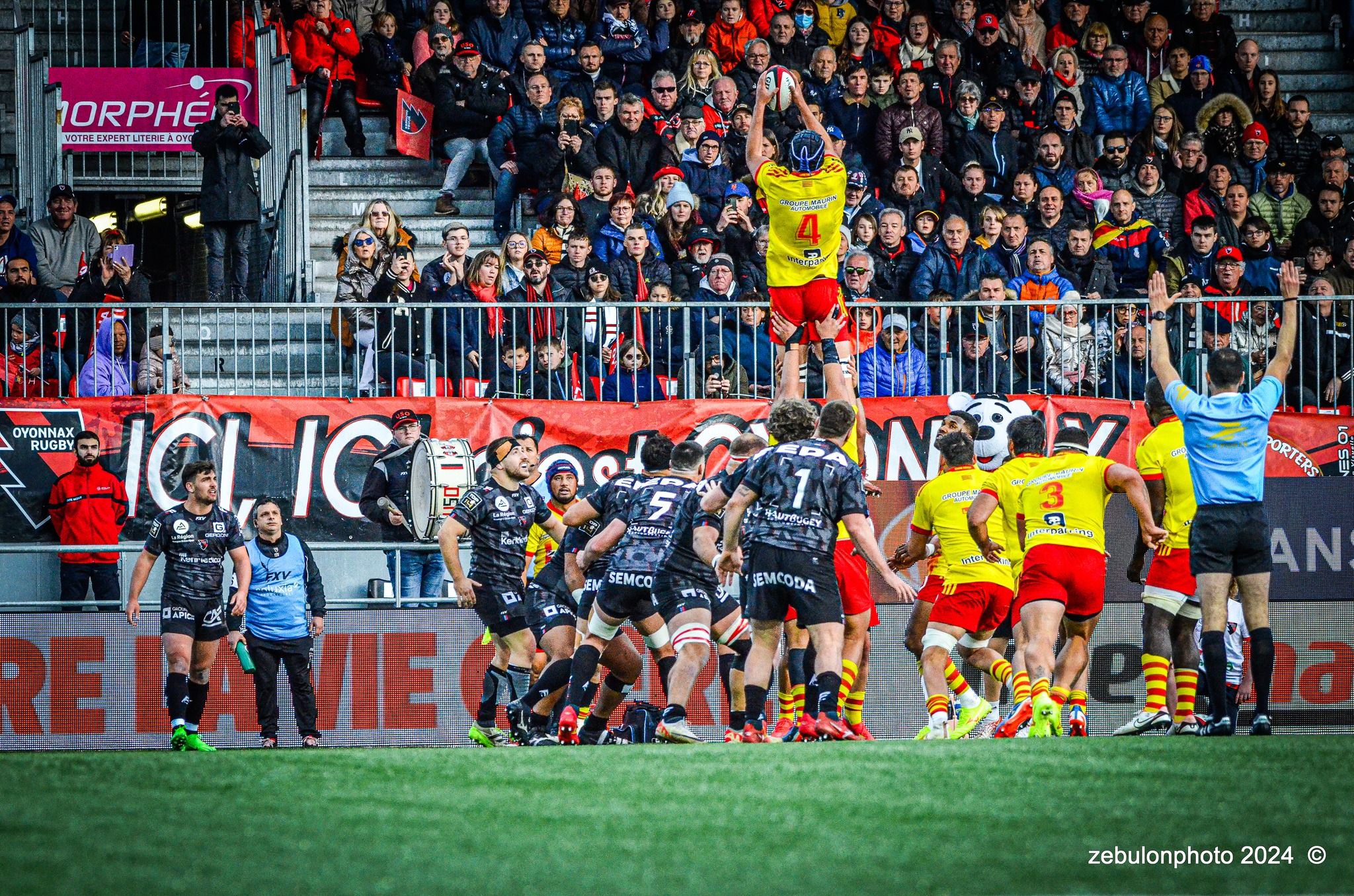  US Oyonnax Rugby - US Arlequins Perpignanais - Rugby - FFR - 2024 Top14 - Oyonnax (14) vs (15) USAP (#FFR24T14OYPP03) Photo by: Photo Zebulon | Siuxy Sports 2024-03-23