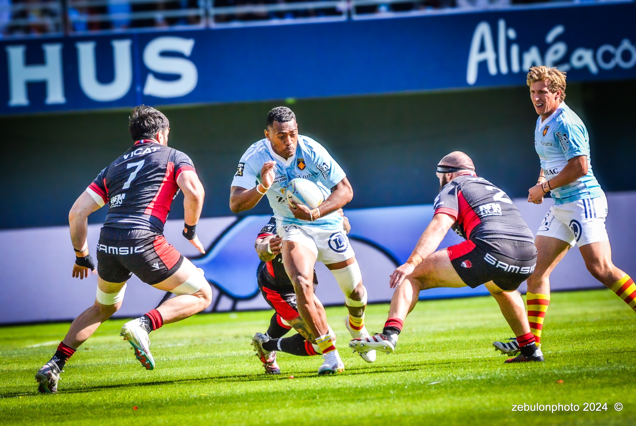  US Arlequins Perpignanais - Lyon Olympique Universitaire - Rugby - FFR 2024 - TOP14 - USAP (51) VS (20) LOU (#FFR24T14USALOU04) Photo by: Photo Zebulon | Siuxy Sports 2024-04-20