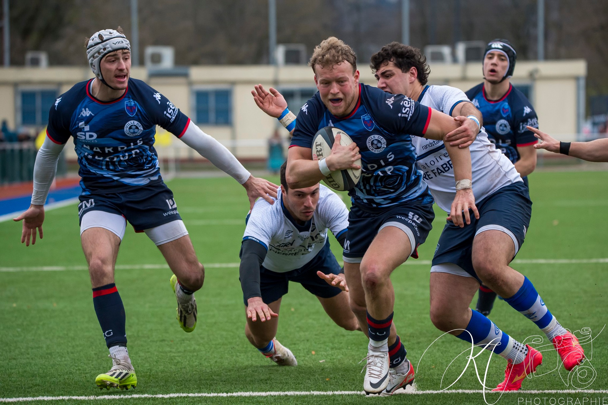 Samuel BIELLE BIARREY - Loris PRIN - Pierre SEGUI -  FC Grenoble Rugby - Castres Olympique - Rugby - 2024 Espoirs - FC Grenoble (53) vs (32) Castres Olympique (#ESP24FCGCAS02) Photo by: Karine Valentin | Siuxy Sports 2024-02-17