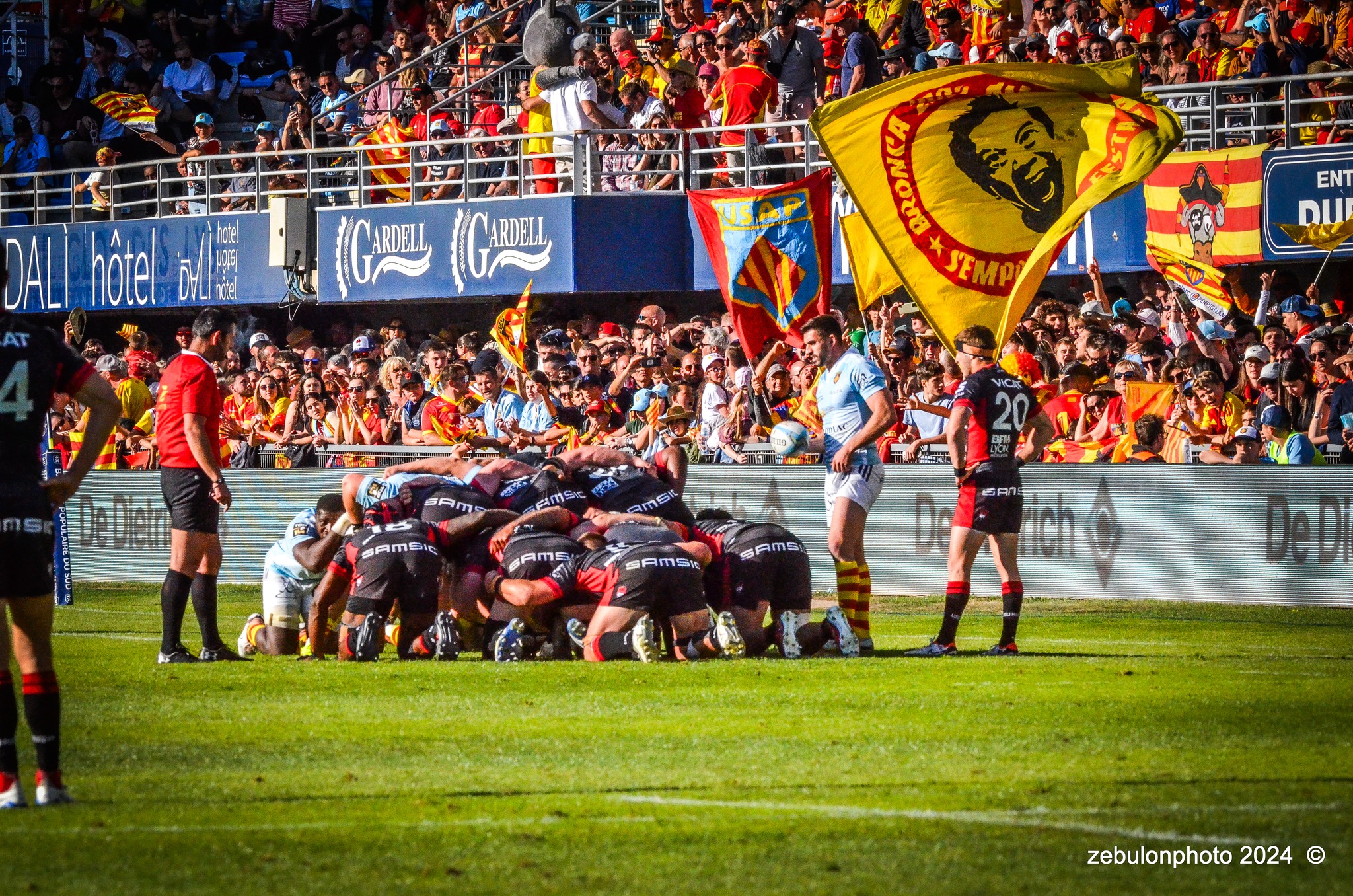  US Arlequins Perpignanais - Lyon Olympique Universitaire - Rugby - FFR 2024 - TOP14 - USAP (51) VS (20) LOU (#FFR24T14USALOU04) Photo by: Photo Zebulon | Siuxy Sports 2024-04-20