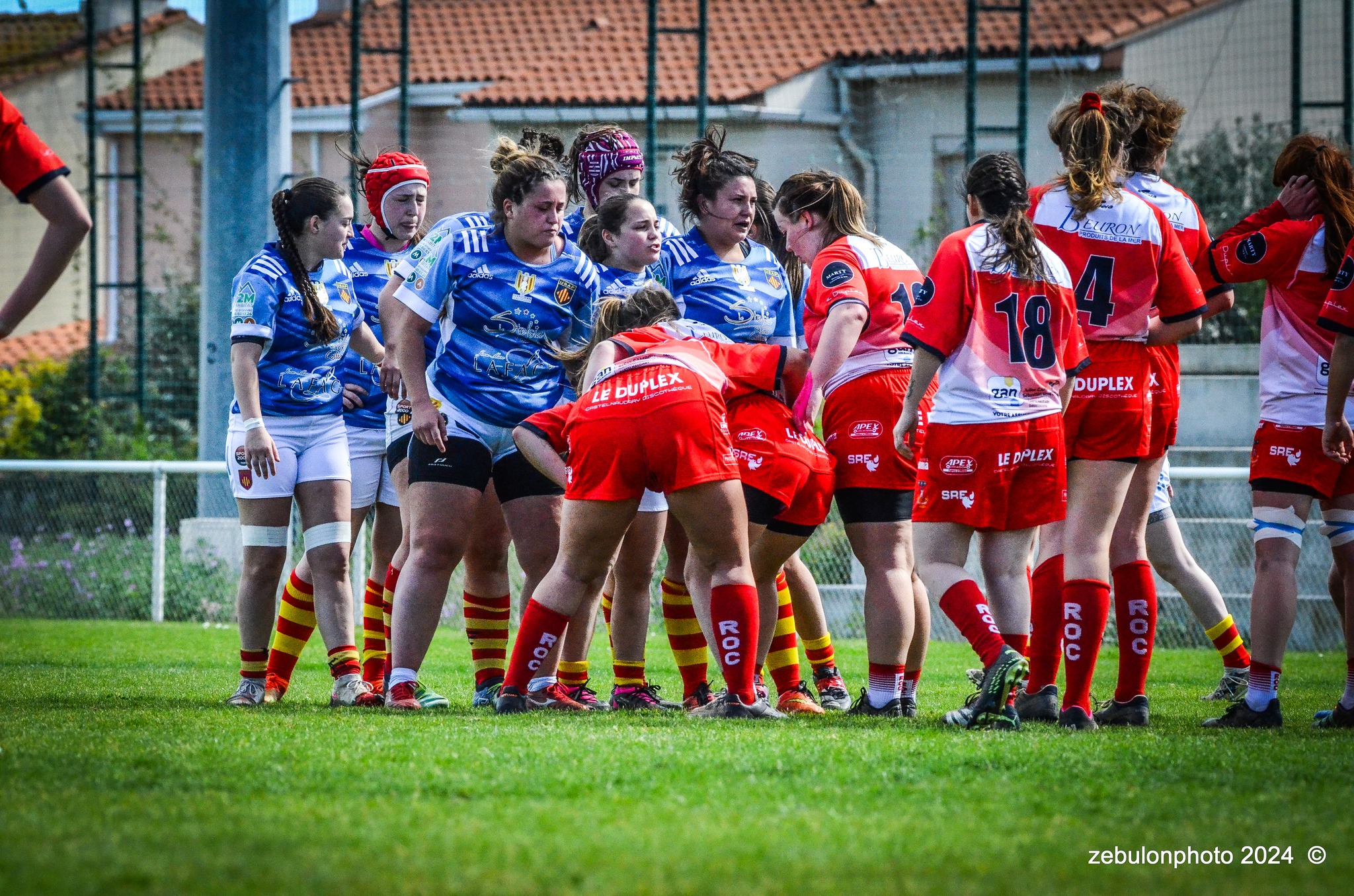  US Arlequins Perpignanais - RO Castelnaudary - Rugby - FFR 2024 - Fed 2 Fém - USAP XV (55) vs (7) RO Castelnaudary     (#FFR24F2FPERCAS03) Photo by: Photo Zebulon | Siuxy Sports 2024-03-30