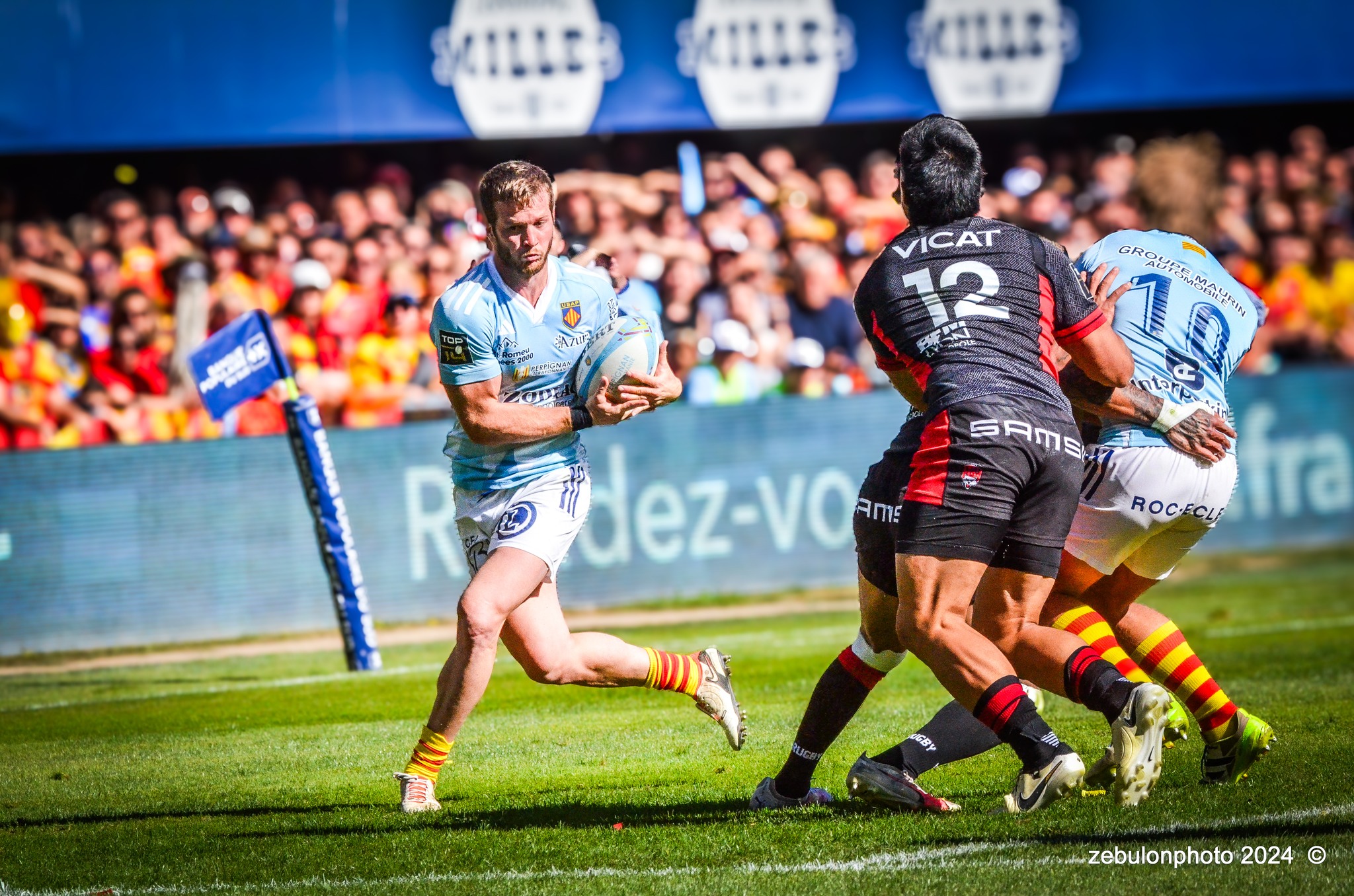  US Arlequins Perpignanais - Lyon Olympique Universitaire - Rugby - FFR 2024 - TOP14 - USAP (51) VS (20) LOU (#FFR24T14USALOU04) Photo by: Photo Zebulon | Siuxy Sports 2024-04-20