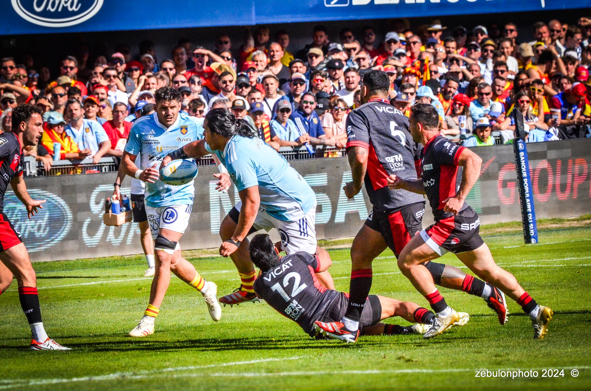  US Arlequins Perpignanais - Lyon Olympique Universitaire - Rugby - FFR 2024 - TOP14 - USAP (51) VS (20) LOU (#FFR24T14USALOU04) Photo by: Photo Zebulon | Siuxy Sports 2024-04-20