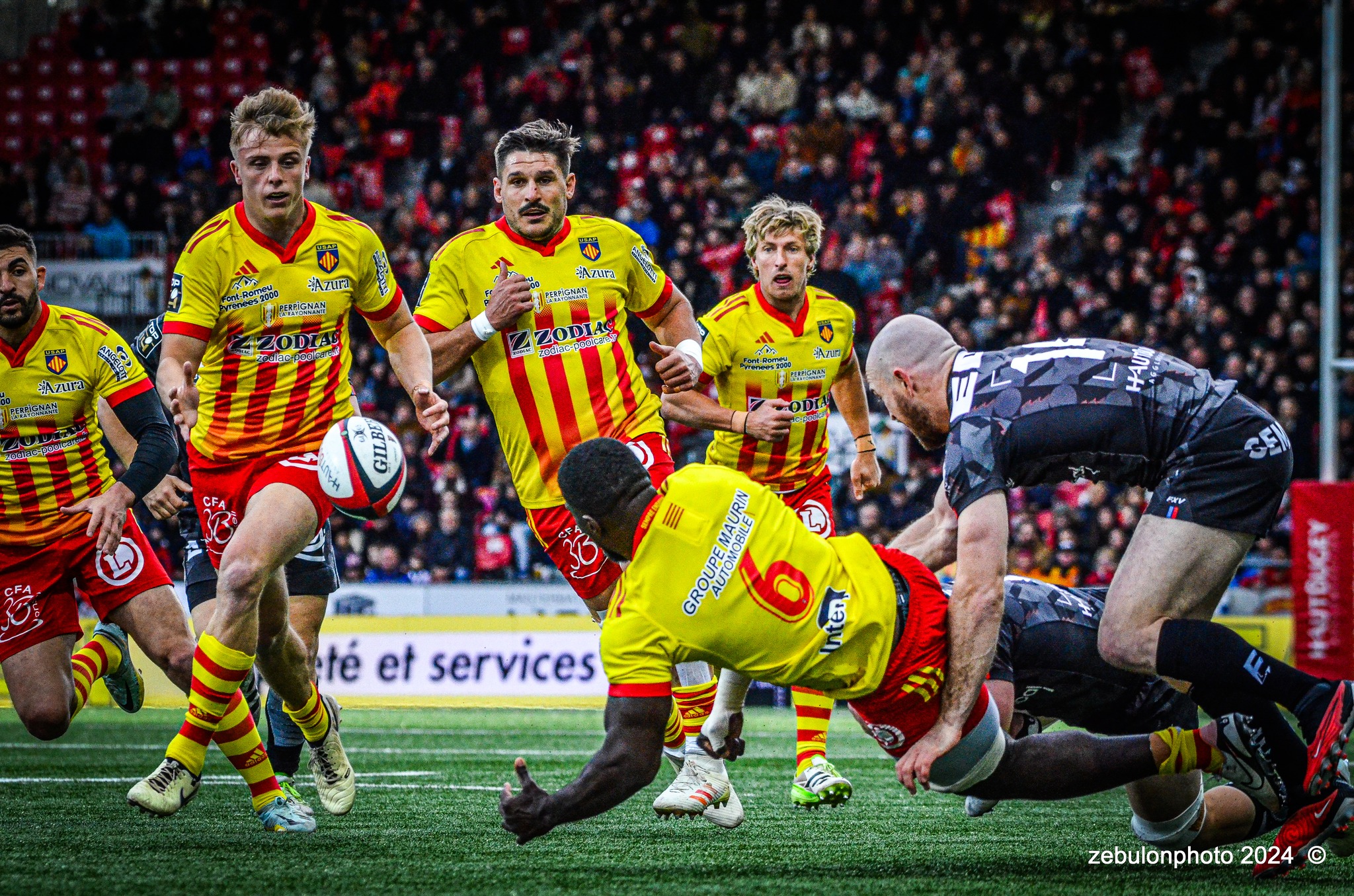  US Oyonnax Rugby - US Arlequins Perpignanais - Rugby - FFR - 2024 Top14 - Oyonnax (14) vs (15) USAP (#FFR24T14OYPP03) Photo by: Photo Zebulon | Siuxy Sports 2024-03-23