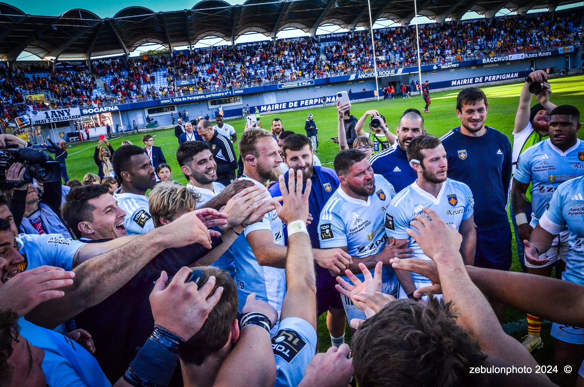  US Arlequins Perpignanais - Lyon Olympique Universitaire - Rugby - FFR 2024 - TOP14 - USAP (51) VS (20) LOU (#FFR24T14USALOU04) Photo by: Photo Zebulon | Siuxy Sports 2024-04-20