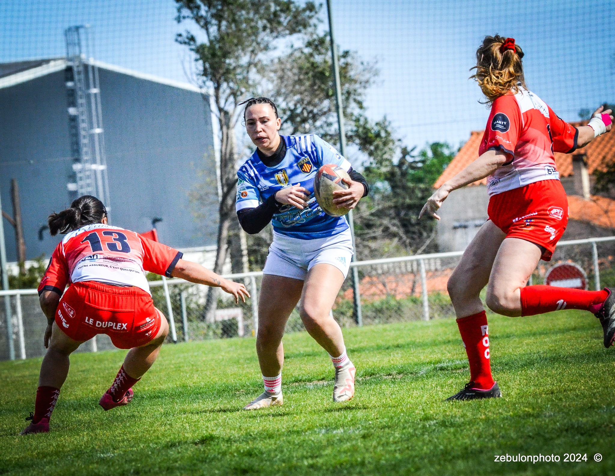  US Arlequins Perpignanais - RO Castelnaudary - Rugby - FFR 2024 - Fed 2 Fém - USAP XV (55) vs (7) RO Castelnaudary     (#FFR24F2FPERCAS03) Photo by: Photo Zebulon | Siuxy Sports 2024-03-30