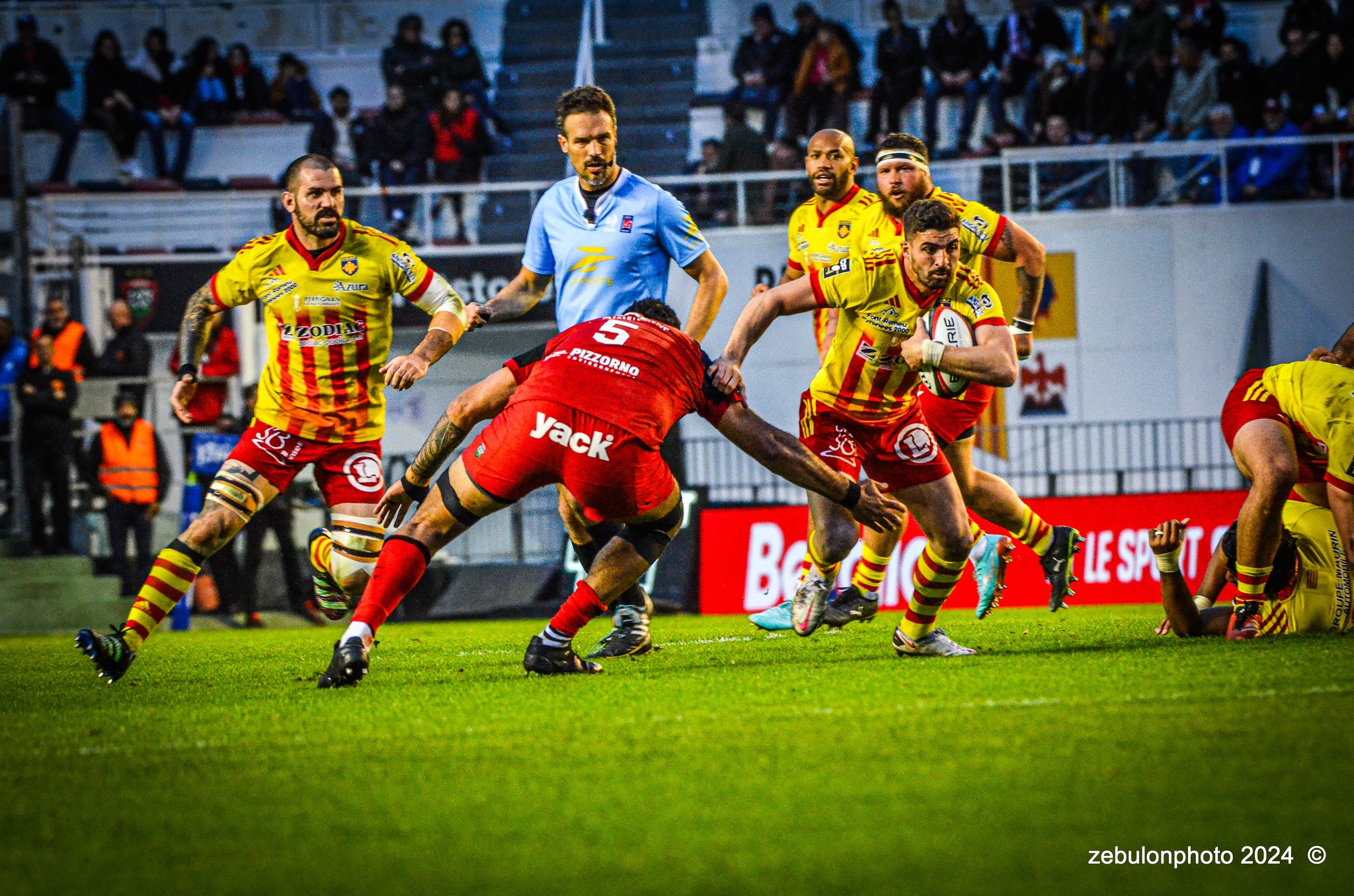Sadek DEGHMACHE - Afusipa TAUMOEPEAU -  RC Toulonnais - US Arlequins Perpignanais - Rugby - TOP 14 - Toulon (44) vs (22) Perpignan (#TOP1424RCTUSAP03) Photo by: Photo Zebulon | Siuxy Sports 2024-03-02