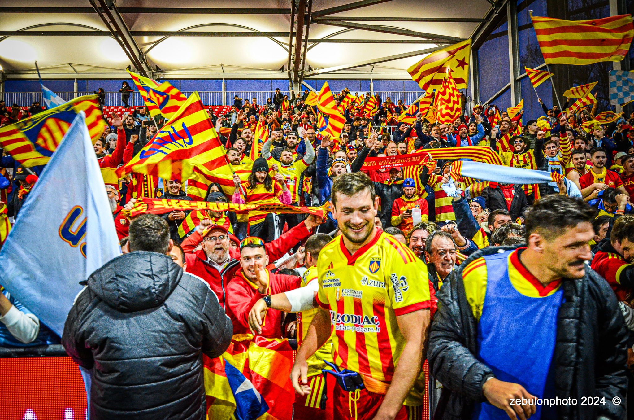  US Oyonnax Rugby - US Arlequins Perpignanais - Rugby - FFR - 2024 Top14 - Oyonnax (14) vs (15) USAP (#FFR24T14OYPP03) Photo by: Photo Zebulon | Siuxy Sports 2024-03-23