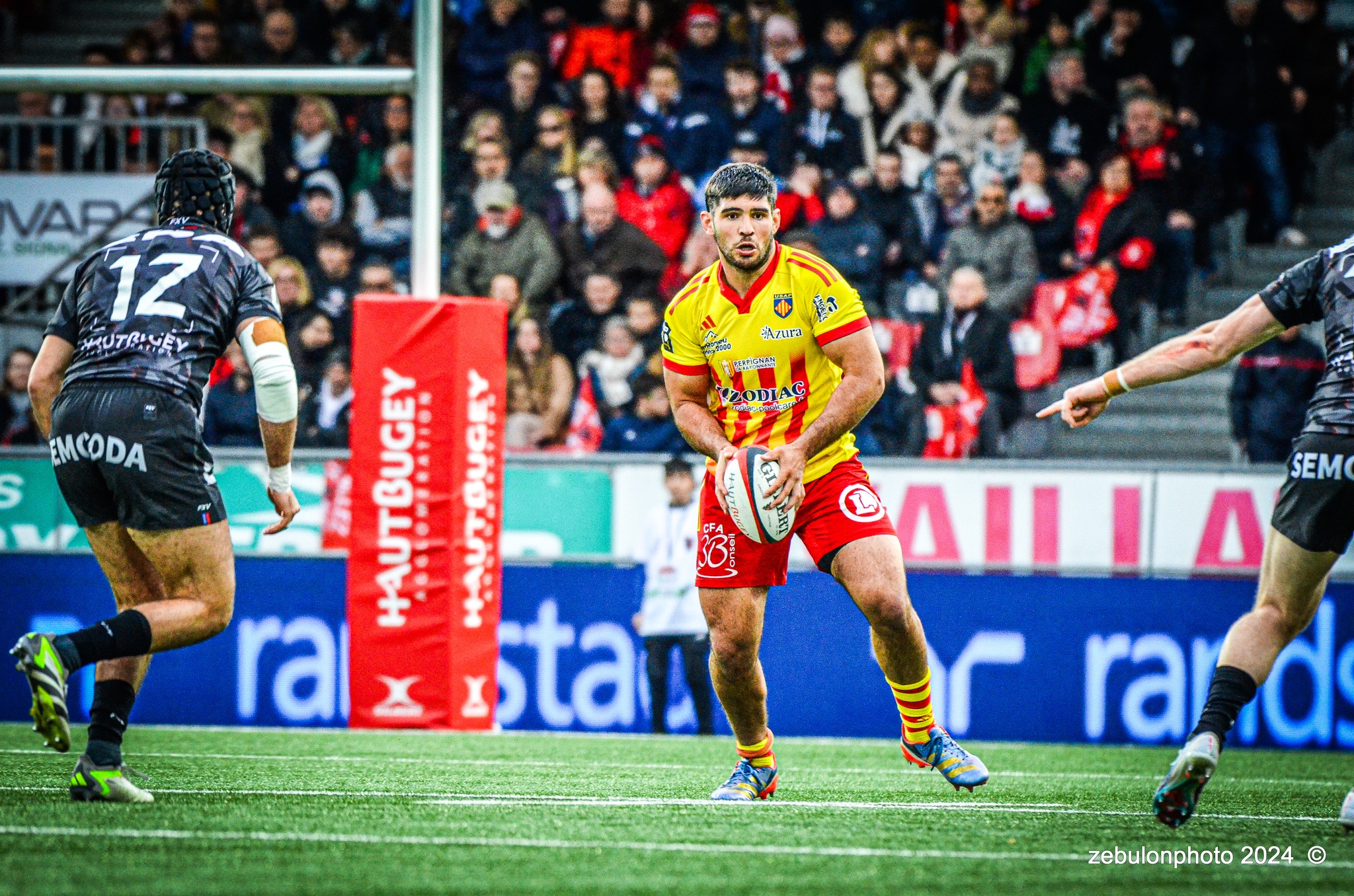  US Oyonnax Rugby - US Arlequins Perpignanais - Rugby - FFR - 2024 Top14 - Oyonnax (14) vs (15) USAP (#FFR24T14OYPP03) Photo by: Photo Zebulon | Siuxy Sports 2024-03-23