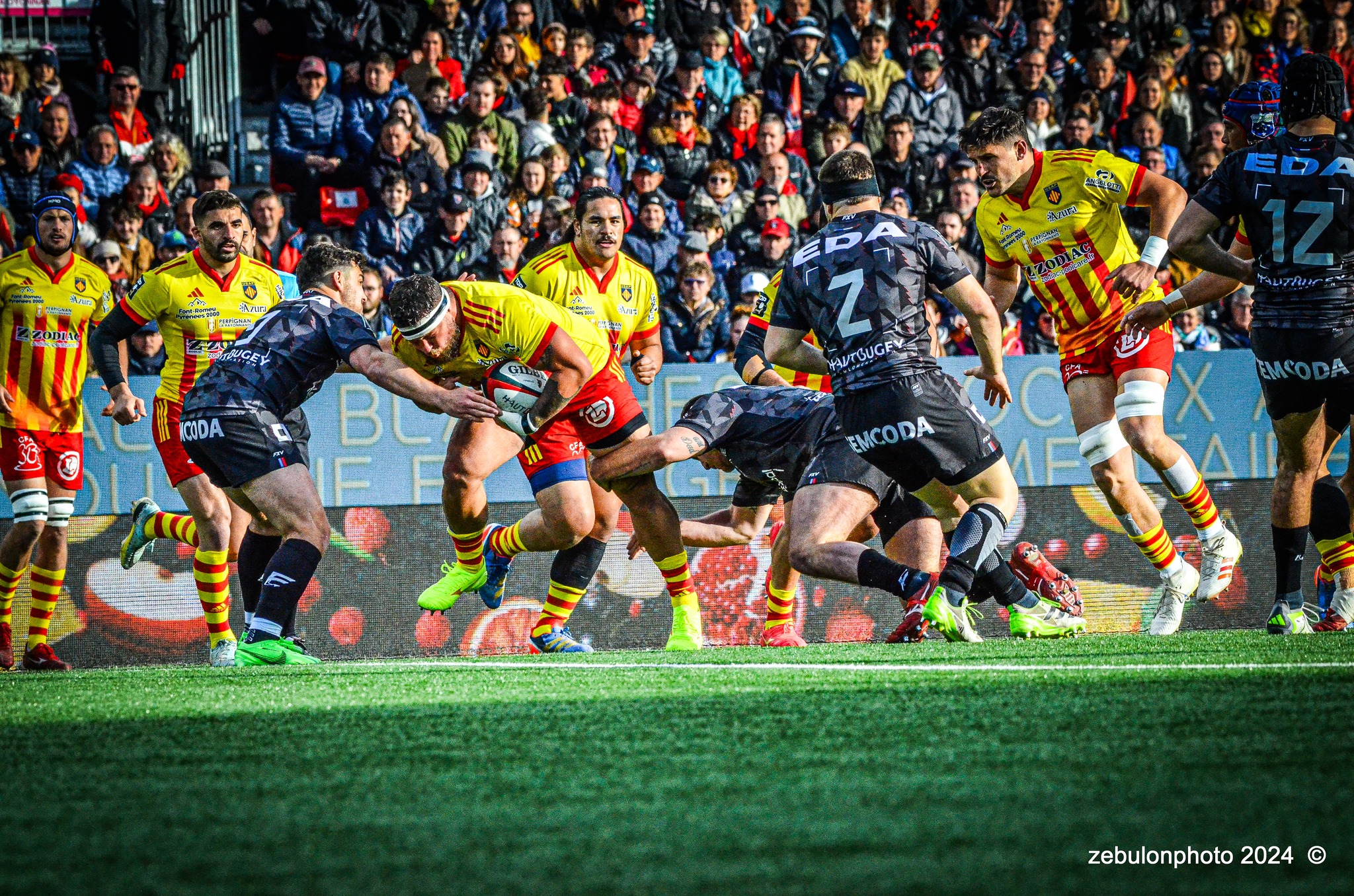  US Oyonnax Rugby - US Arlequins Perpignanais - Rugby - FFR - 2024 Top14 - Oyonnax (14) vs (15) USAP (#FFR24T14OYPP03) Photo by: Photo Zebulon | Siuxy Sports 2024-03-23