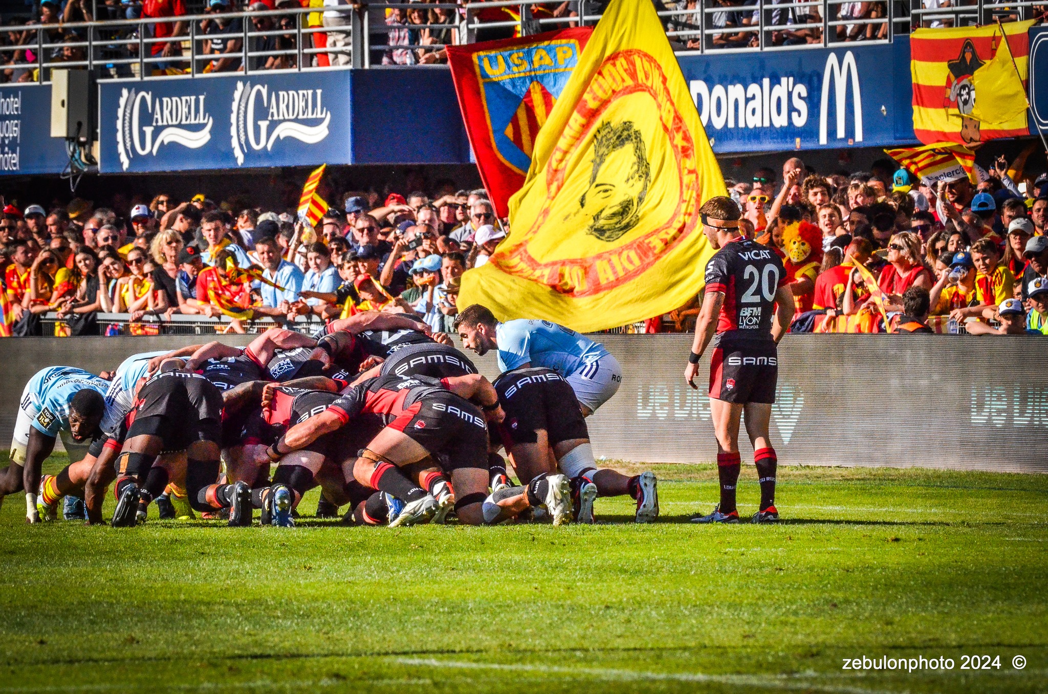  US Arlequins Perpignanais - Lyon Olympique Universitaire - Rugby - FFR 2024 - TOP14 - USAP (51) VS (20) LOU (#FFR24T14USALOU04) Photo by: Photo Zebulon | Siuxy Sports 2024-04-20
