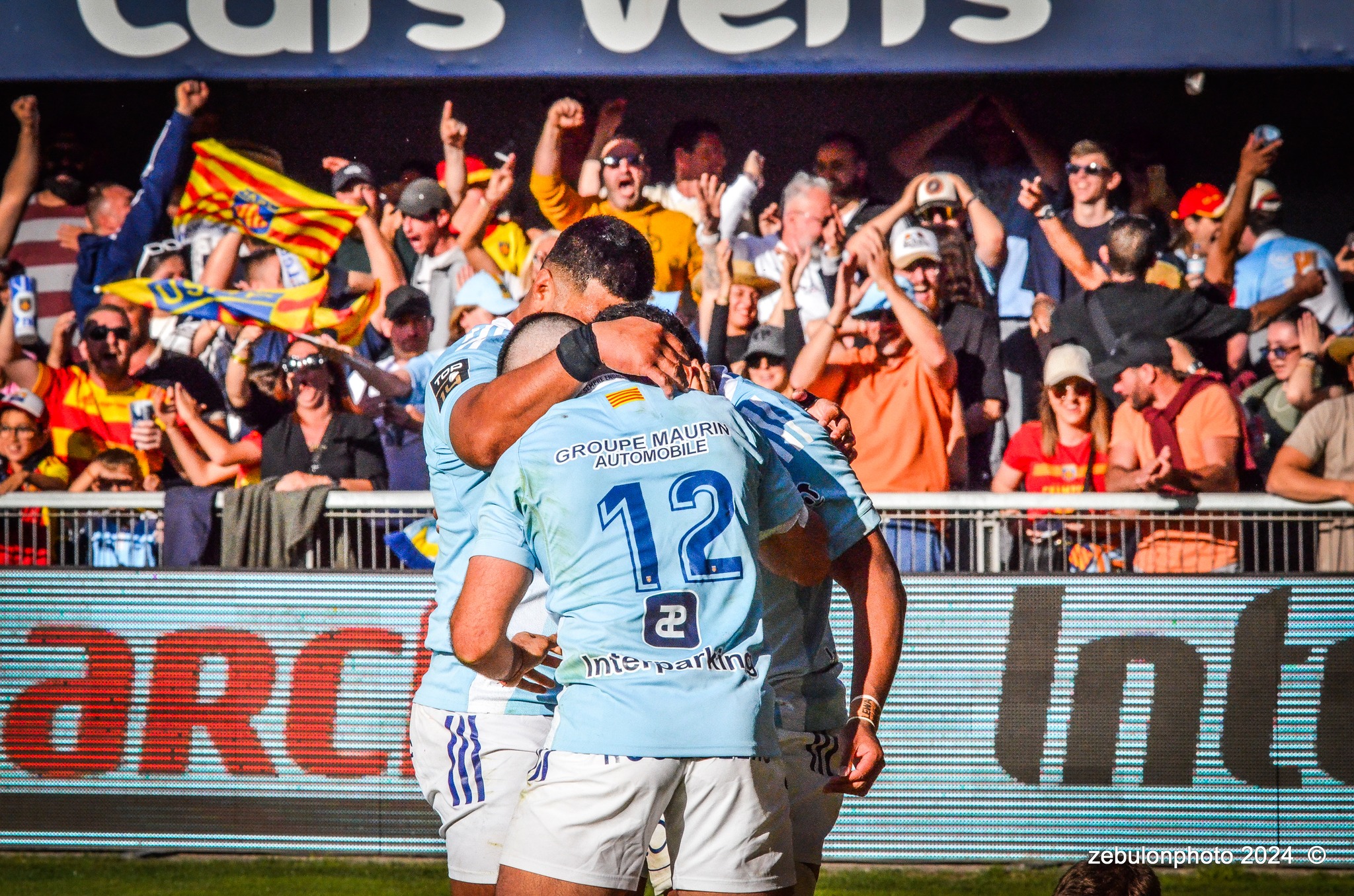  US Arlequins Perpignanais - Lyon Olympique Universitaire - Rugby - FFR 2024 - TOP14 - USAP (51) VS (20) LOU (#FFR24T14USALOU04) Photo by: Photo Zebulon | Siuxy Sports 2024-04-20