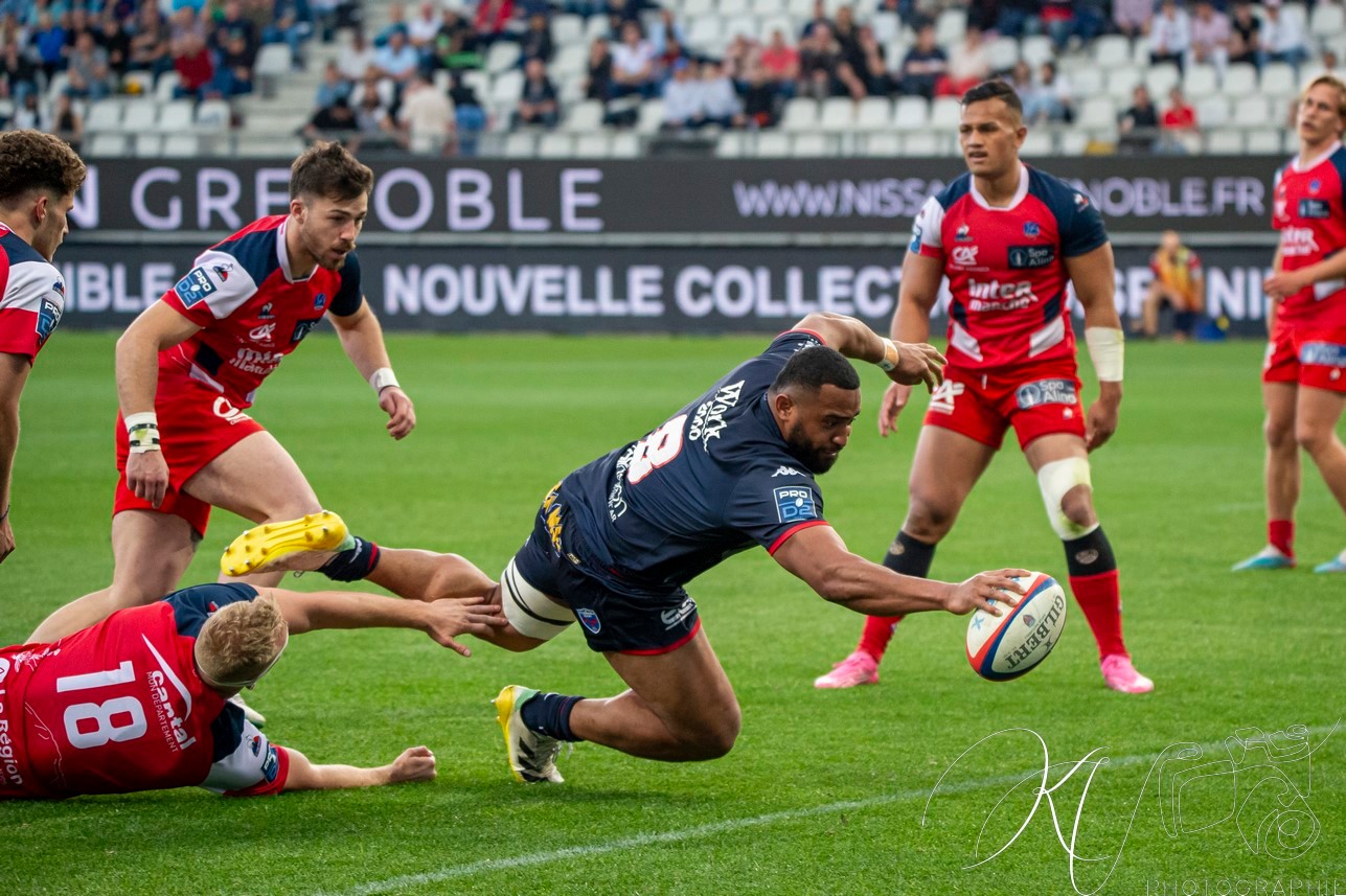 Pio MUARUA -  FC Grenoble Rugby - Stade Aurillacois - Rugby - FFR - 2024 PRO D2 - FC Grenoble (55) vs (10) Aurillac (#PD224T14FCGAUR04) Photo by: Karine Valentin | Siuxy Sports 2024-04-12