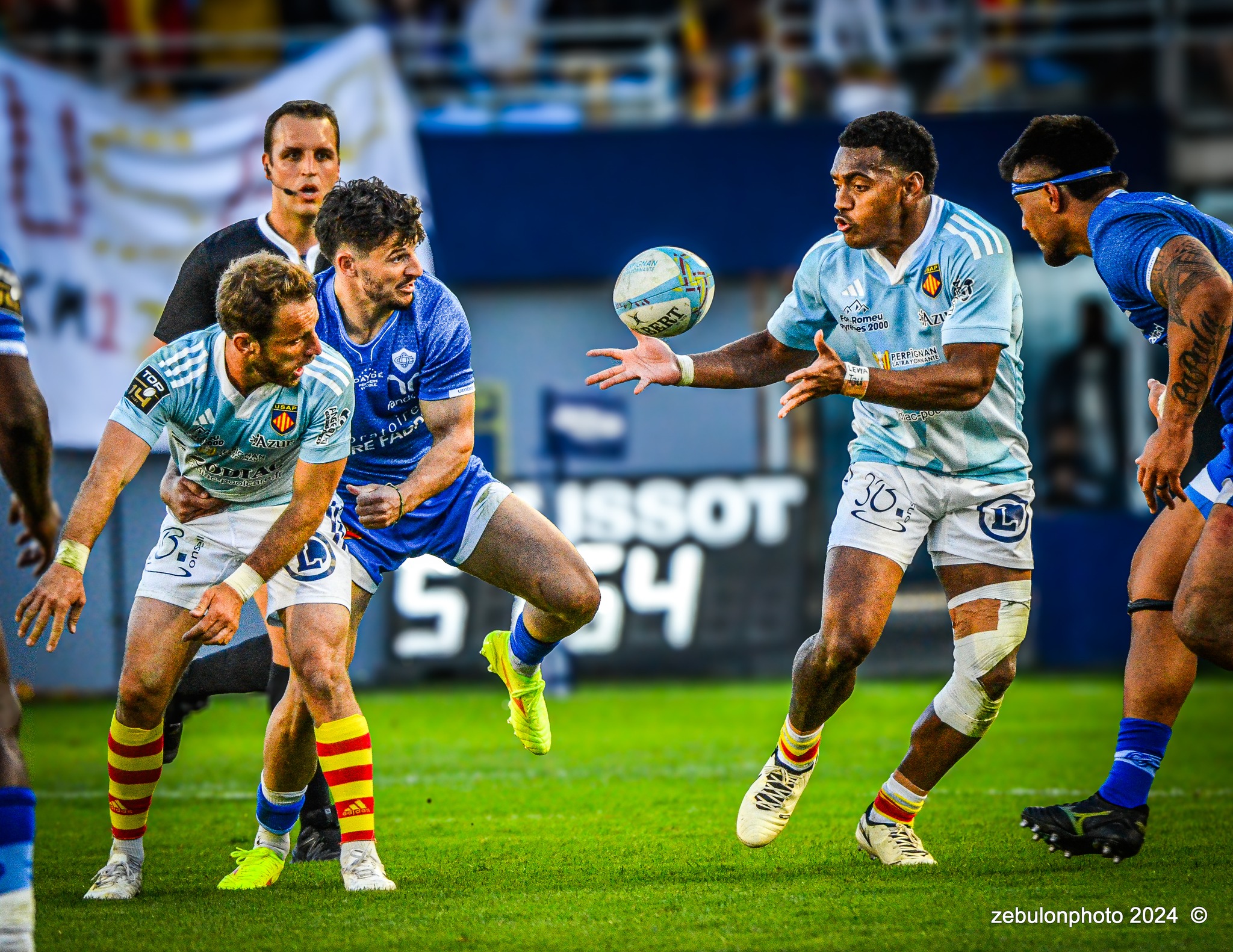  US Arlequins Perpignanais - Castres Olympique - Rugby - FFR 2024 - Top14 - USAP (43) vs (12) Castres  (#FFR24TOPPERCAS03) Photo by: Photo Zebulon | Siuxy Sports 2024-03-30