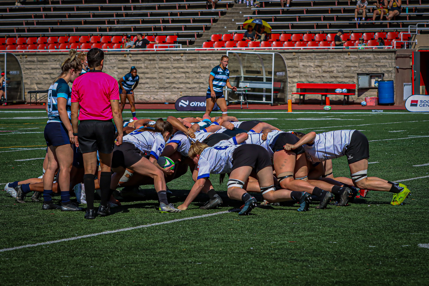  Équipe féminine - Rugby Québec - Ontario Blues (w) - Rugby - QORC-CROQ 2024 - FINALS - QUÉBEC EST (37) VS (13) ONTARIO EST - 1ST POSITION - Reel Mayarts (#QORC24QCEONE16) Photo by: Photo Mayarts | Siuxy Sports 2024-06-01