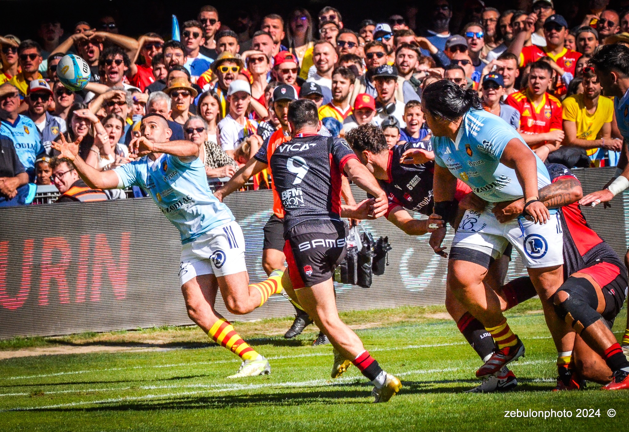  US Arlequins Perpignanais - Lyon Olympique Universitaire - Rugby - FFR 2024 - TOP14 - USAP (51) VS (20) LOU (#FFR24T14USALOU04) Photo by: Photo Zebulon | Siuxy Sports 2024-04-20