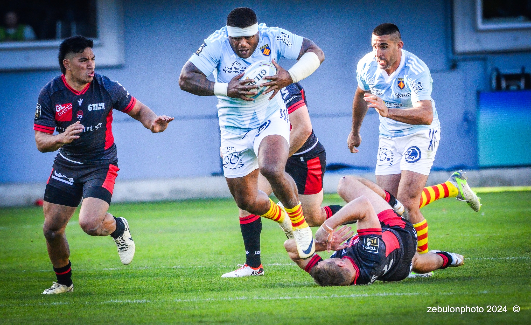  US Arlequins Perpignanais - Lyon Olympique Universitaire - Rugby - FFR 2024 - TOP14 - USAP (51) VS (20) LOU (#FFR24T14USALOU04) Photo by: Photo Zebulon | Siuxy Sports 2024-04-20