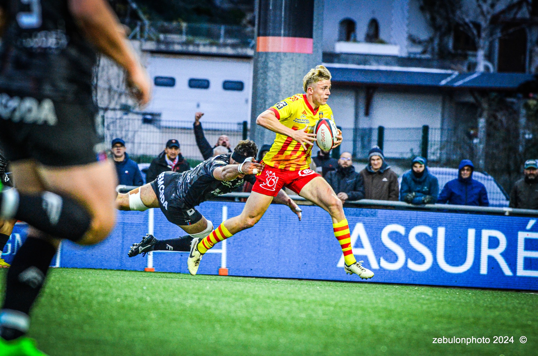  US Oyonnax Rugby - US Arlequins Perpignanais - Rugby - FFR - 2024 Top14 - Oyonnax (14) vs (15) USAP (#FFR24T14OYPP03) Photo by: Photo Zebulon | Siuxy Sports 2024-03-23