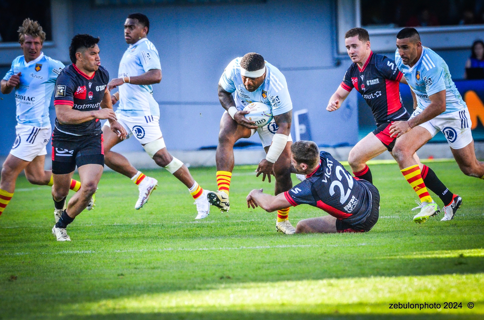  US Arlequins Perpignanais - Lyon Olympique Universitaire - Rugby - FFR 2024 - TOP14 - USAP (51) VS (20) LOU (#FFR24T14USALOU04) Photo by: Photo Zebulon | Siuxy Sports 2024-04-20