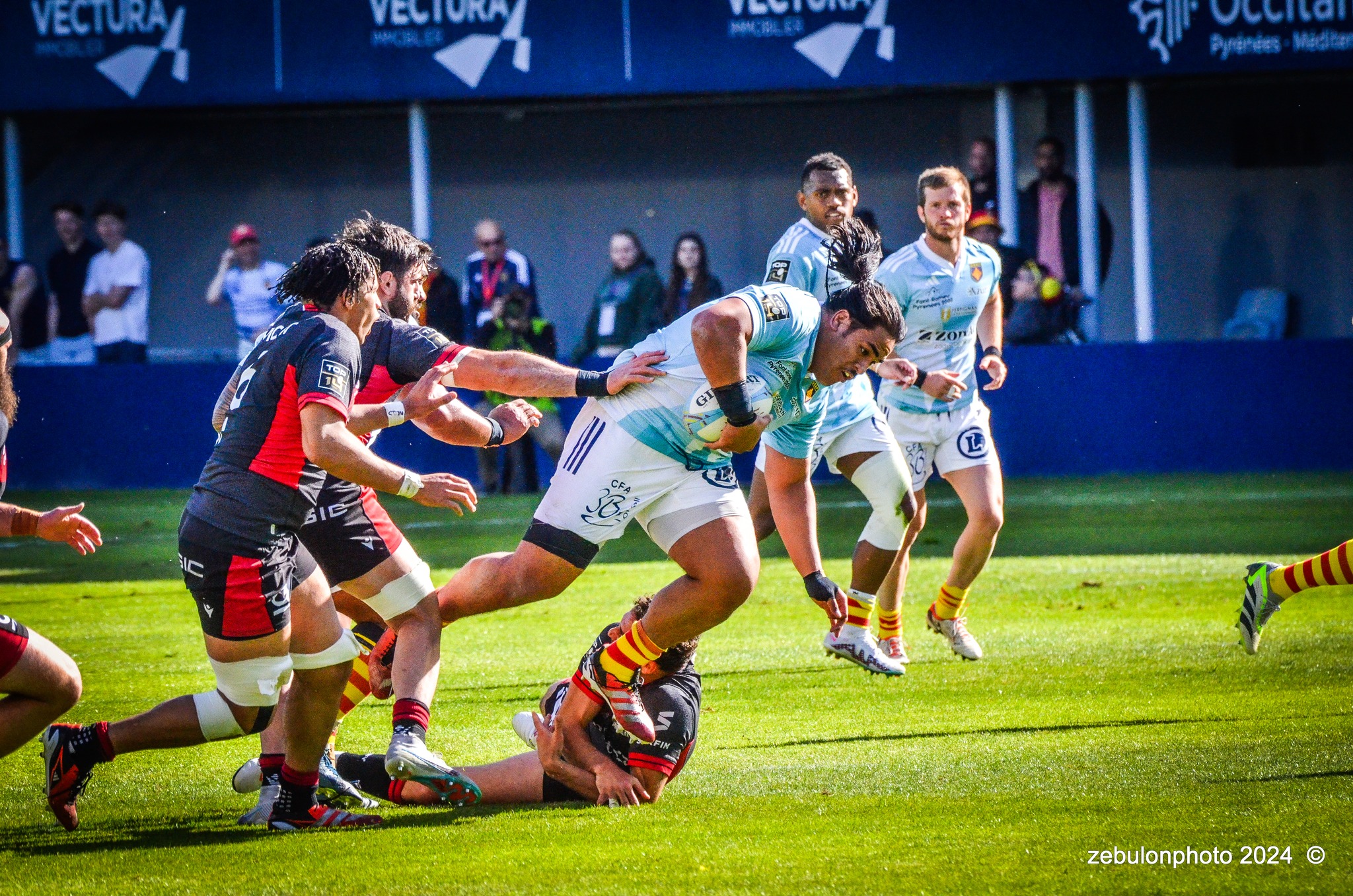  US Arlequins Perpignanais - Lyon Olympique Universitaire - Rugby - FFR 2024 - TOP14 - USAP (51) VS (20) LOU (#FFR24T14USALOU04) Photo by: Photo Zebulon | Siuxy Sports 2024-04-20