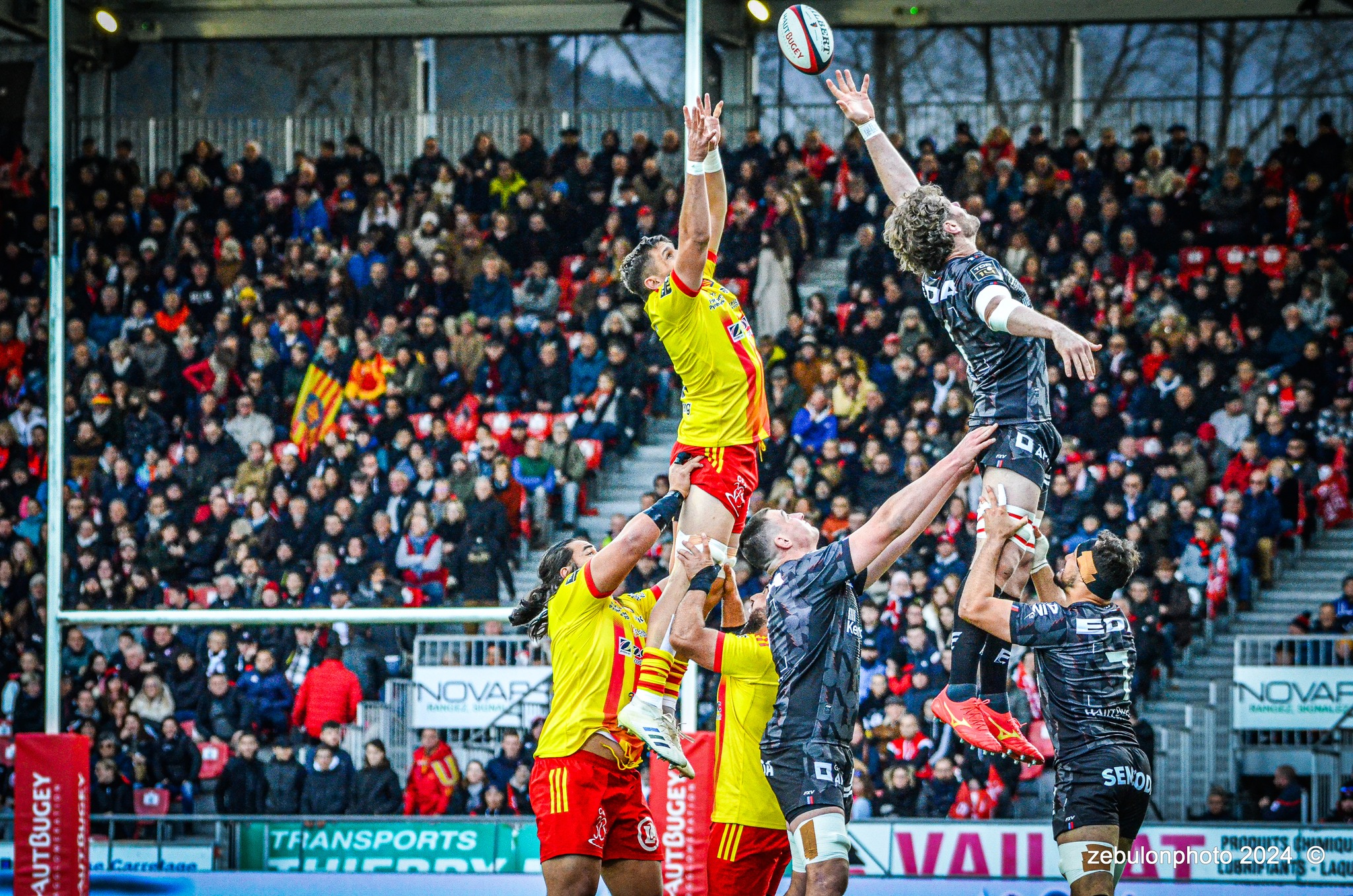  US Oyonnax Rugby - US Arlequins Perpignanais - Rugby - FFR - 2024 Top14 - Oyonnax (14) vs (15) USAP (#FFR24T14OYPP03) Photo by: Photo Zebulon | Siuxy Sports 2024-03-23