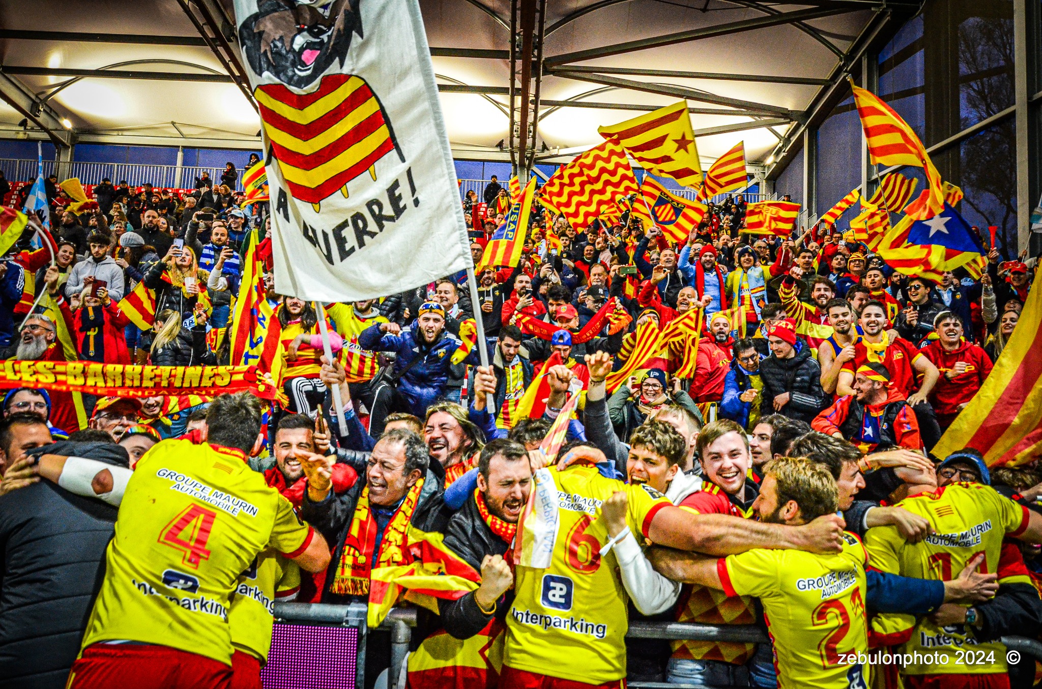  US Oyonnax Rugby - US Arlequins Perpignanais - Rugby - FFR - 2024 Top14 - Oyonnax (14) vs (15) USAP (#FFR24T14OYPP03) Photo by: Photo Zebulon | Siuxy Sports 2024-03-23