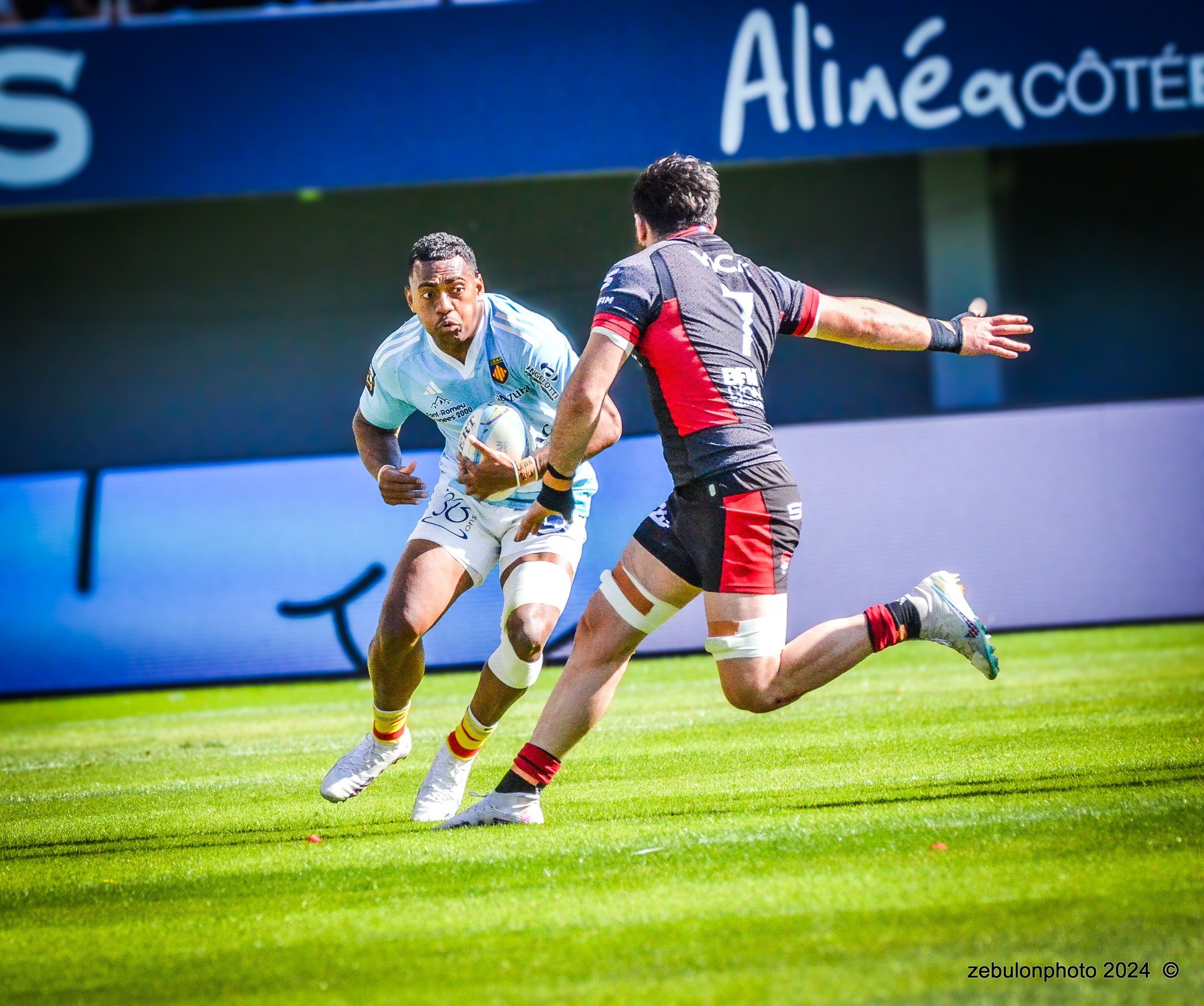  US Arlequins Perpignanais - Lyon Olympique Universitaire - Rugby - FFR 2024 - TOP14 - USAP (51) VS (20) LOU (#FFR24T14USALOU04) Photo by: Photo Zebulon | Siuxy Sports 2024-04-20