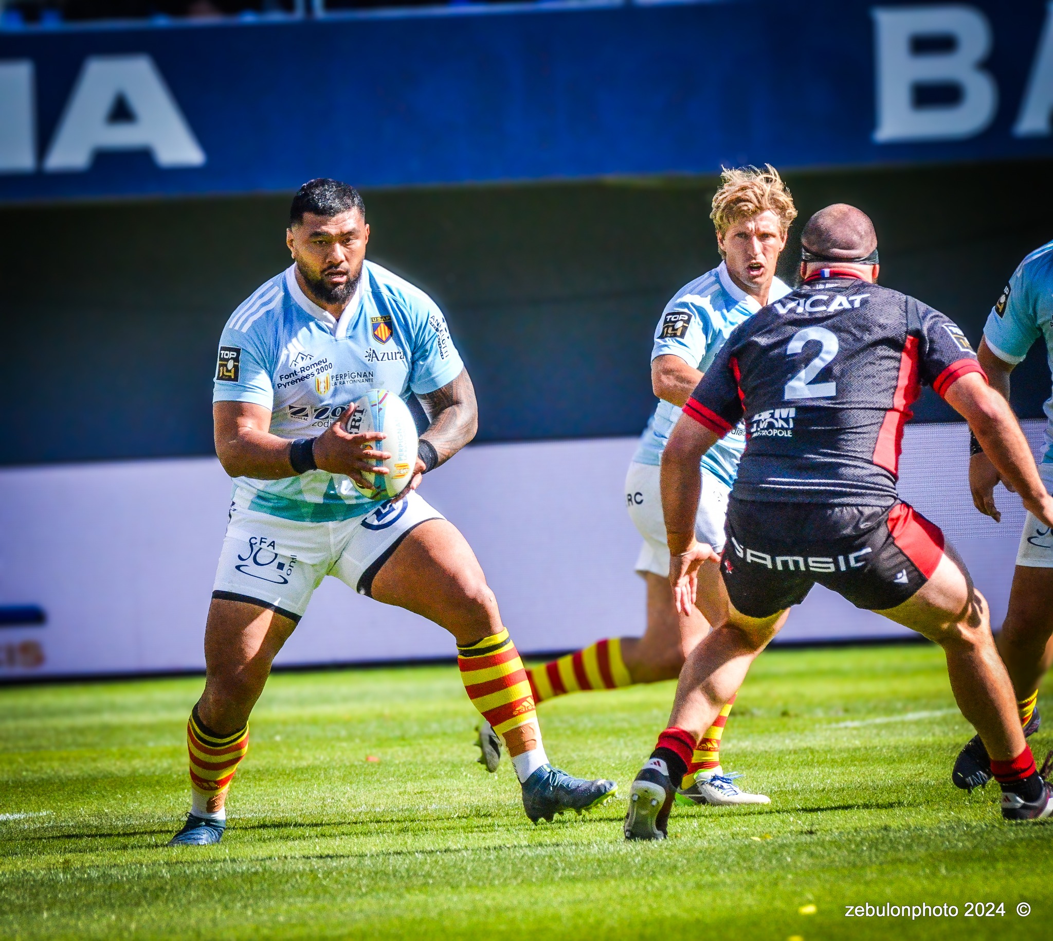  US Arlequins Perpignanais - Lyon Olympique Universitaire - Rugby - FFR 2024 - TOP14 - USAP (51) VS (20) LOU (#FFR24T14USALOU04) Photo by: Photo Zebulon | Siuxy Sports 2024-04-20