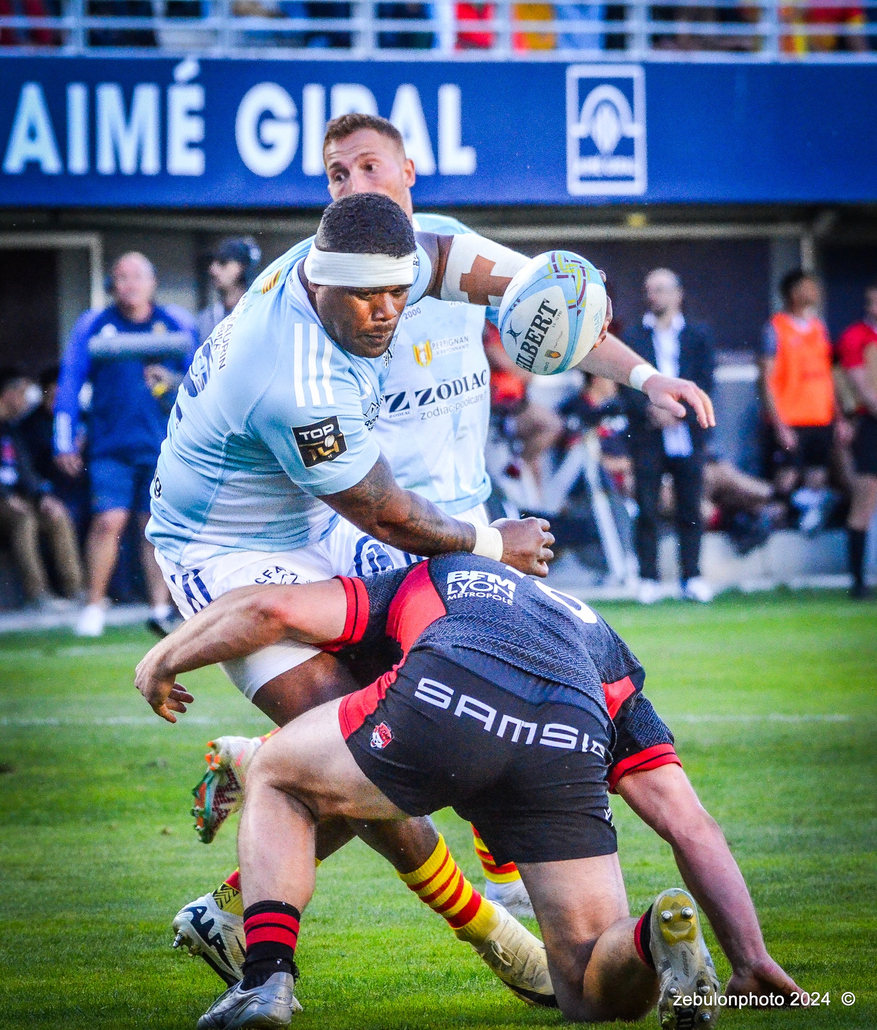  US Arlequins Perpignanais - Lyon Olympique Universitaire - Rugby - FFR 2024 - TOP14 - USAP (51) VS (20) LOU (#FFR24T14USALOU04) Photo by: Photo Zebulon | Siuxy Sports 2024-04-20